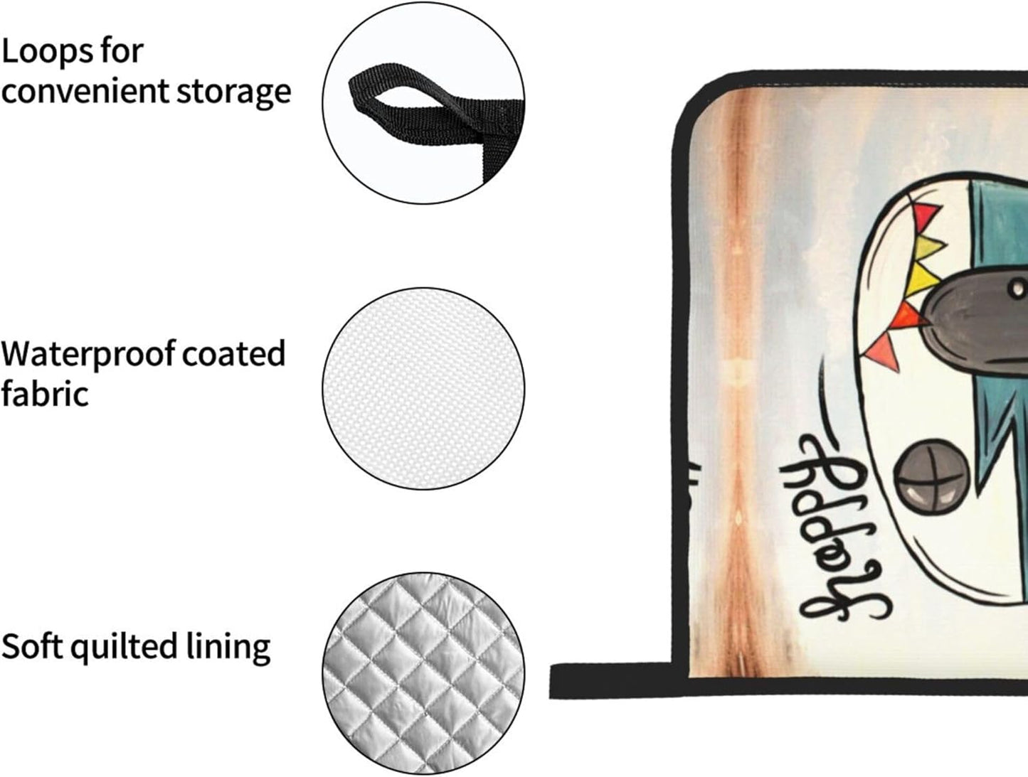 Happy Camper Oven Mitts and Pot Holders Sets of 4,Resistant Hot Pads with Polyester Non-Slip BBQ Gloves for Kitchen,Cooking,Baking,Grilling