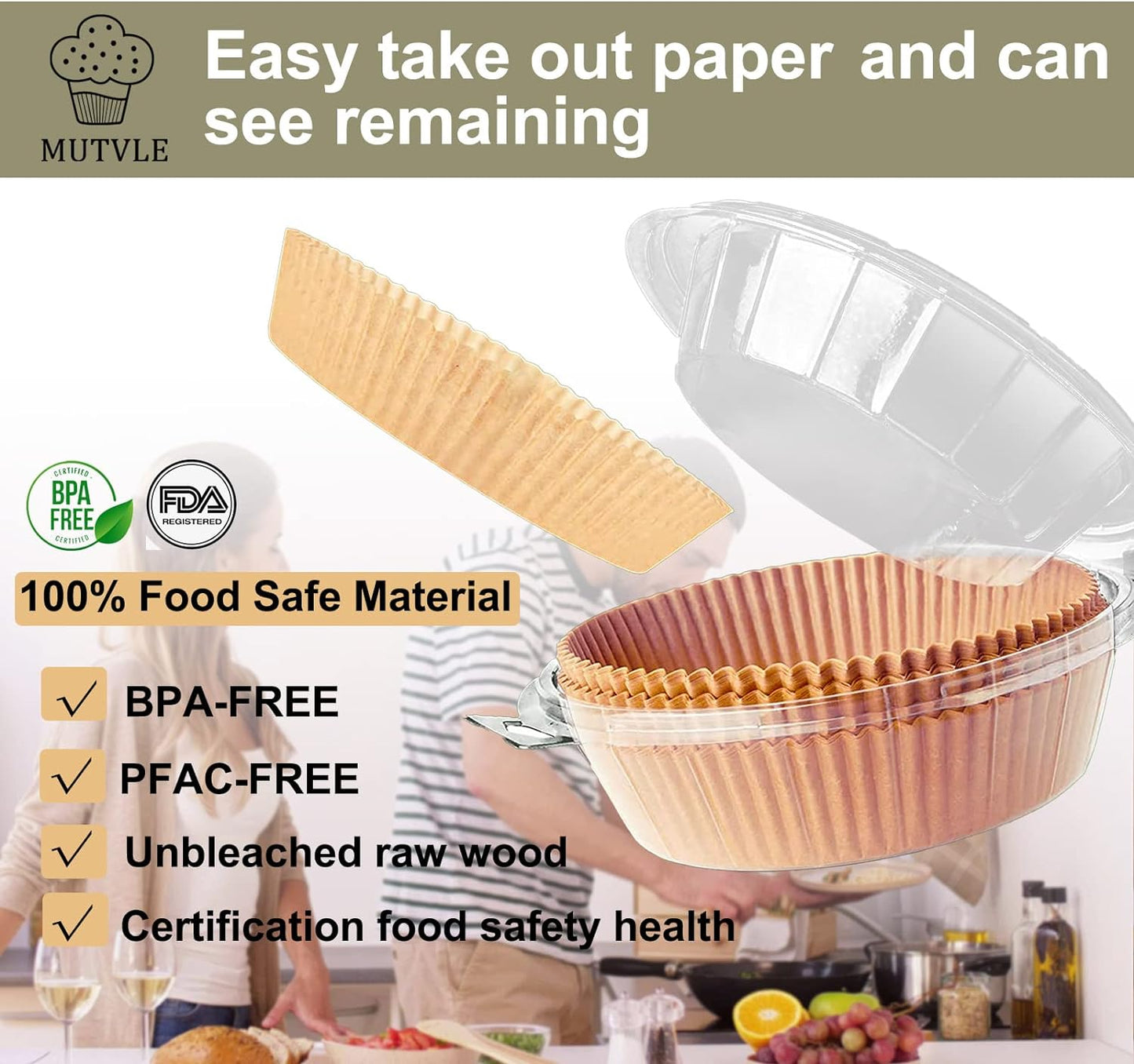 10 Inch Air Fryer Disposable Paper Liner Round, [ XXL Size] 100Pcs Parchment Paper Liners for 7QT Air Fryer, Non-stick, Food Grade Baking