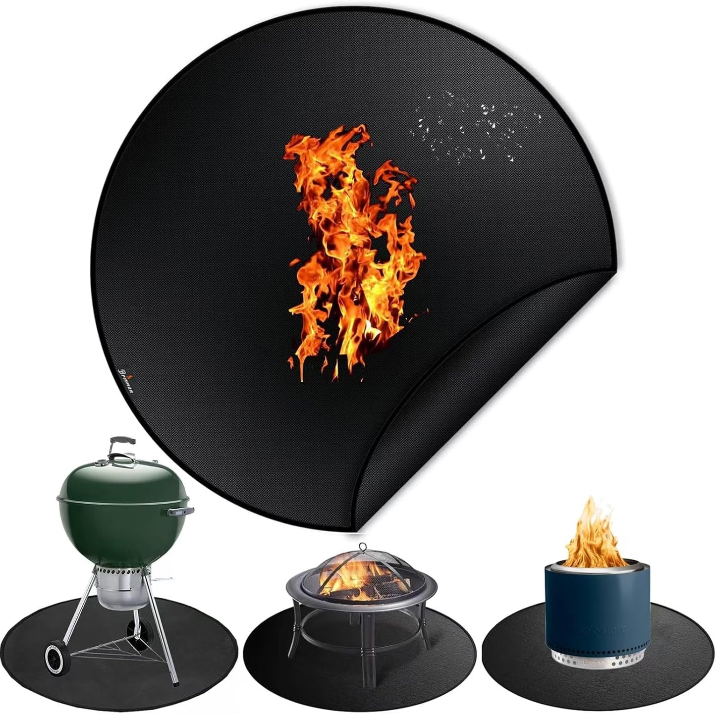 40" Fire Pit Mat for Solo Stove Bonfire, Round Fireproof Firpit Mats under Fire Pit,Camping Stove Mat for Solo Stove Accessories,under Grill Mat for Outdoor Grill,Deck Patio Protector BBQ Mat,Portable