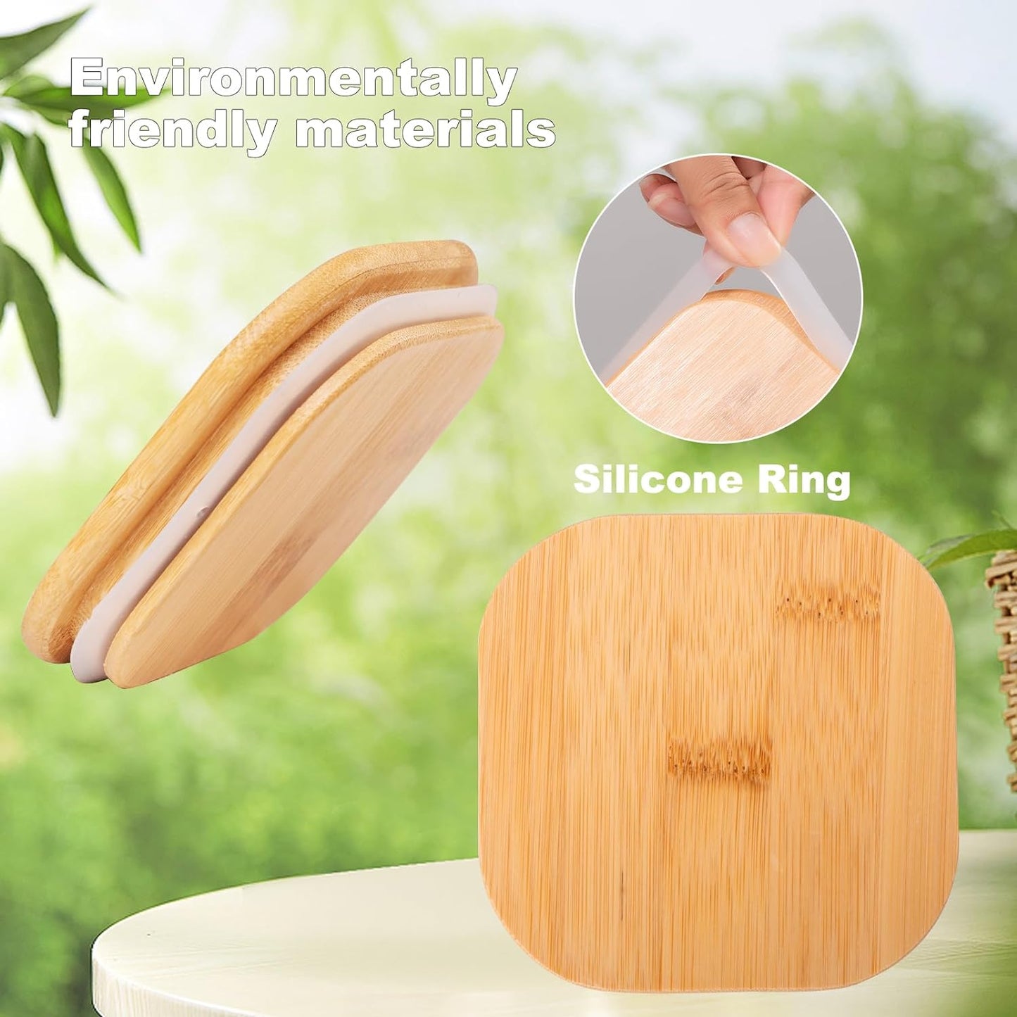 50oz Glass Food Storage Jars Set of 6,Glass Storage Containers Clear Glass Food Canister with Bamboo Lid Airtight For Serving Tea, Coffee, Flour, Sugar, Candy, Cookie, Spice and More (Square)