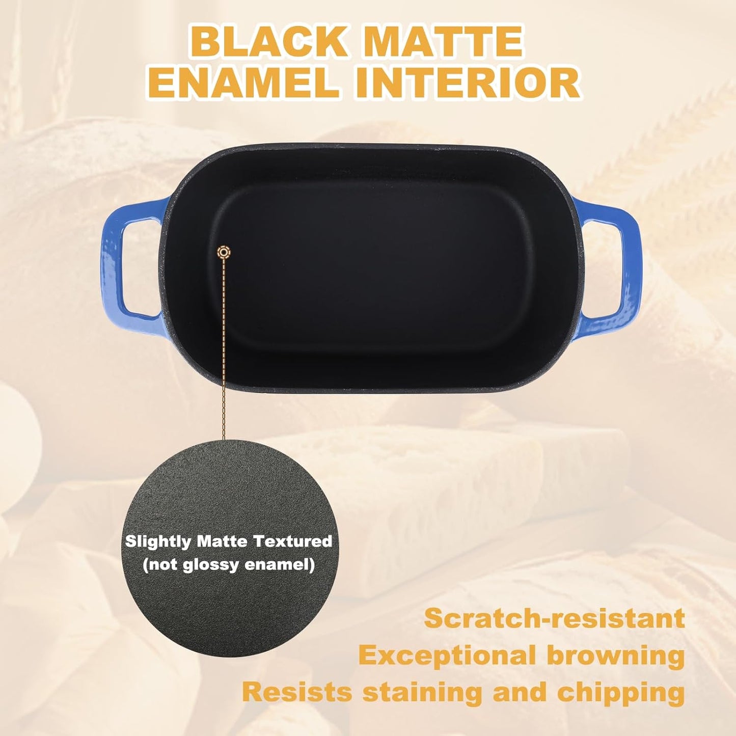 Enameled Dutch Oven for Sourdough Bread Baking, 3.6QT Oval Cast Iron Bread Pan with Lid