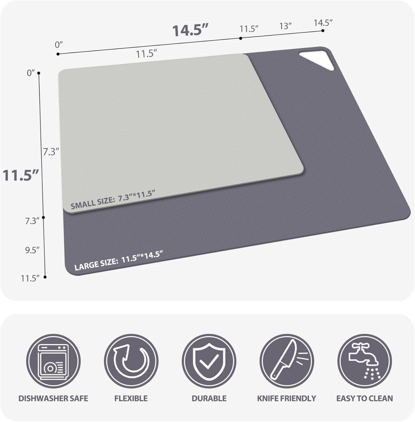 WK Flexible Plastic Cutting Boards for Kitchen Set of 6, Non Slip Cutting Board Mats with Hole, Cutting Boards for Meat, BPA Free, Dishwasher Safe, Multi Size