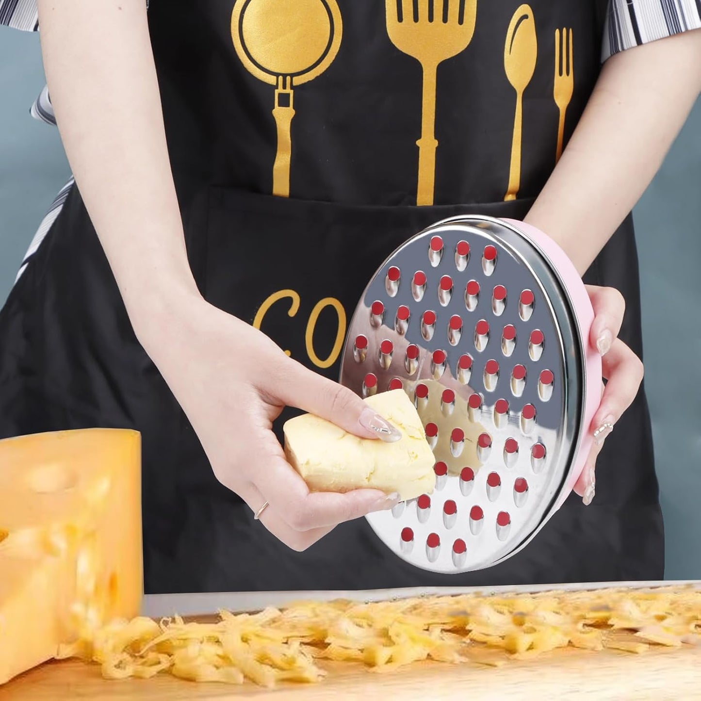 Cheese Grater Citrus Lemon Zester with Food Storage Container & Lid - Perfect For Hard Parmesan Or Soft Cheddar Cheeses, Ginger, Vegetables, Butter, Chocolate & Nutmeg (Pink)