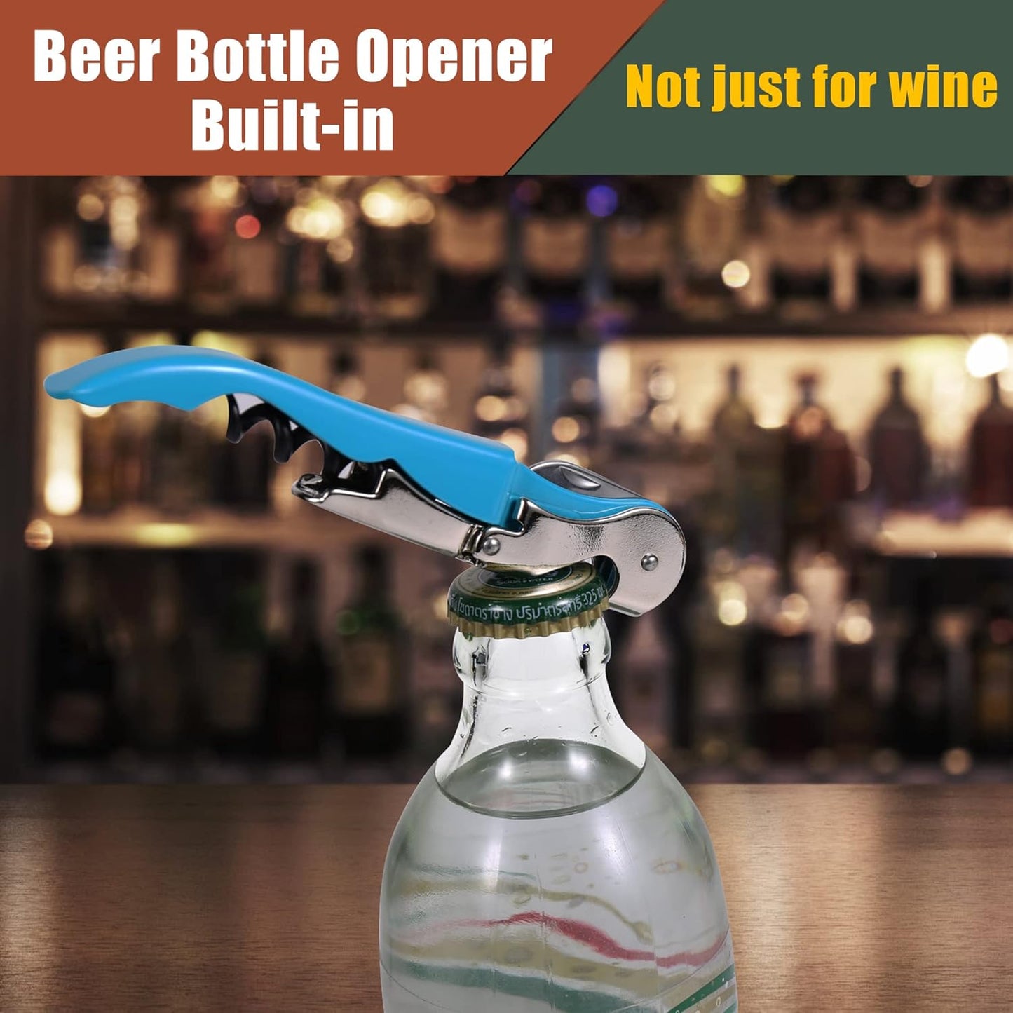 Waiters Corkscrew, Wine Bottle Opener, Wine Key, Multi-Functional All-in-1(Multi-Color, Pack of 4)