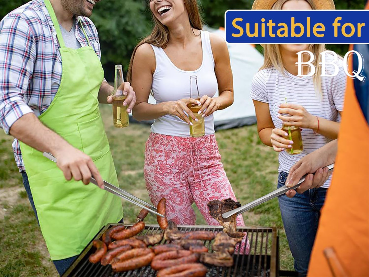 JETKONG 18 Inch (45cm) Extra Long Barbecue Tongs, Heavy Duty Giant Tweezer Tongs for Grilling and BBQ, Set of 2 (Point Tips)