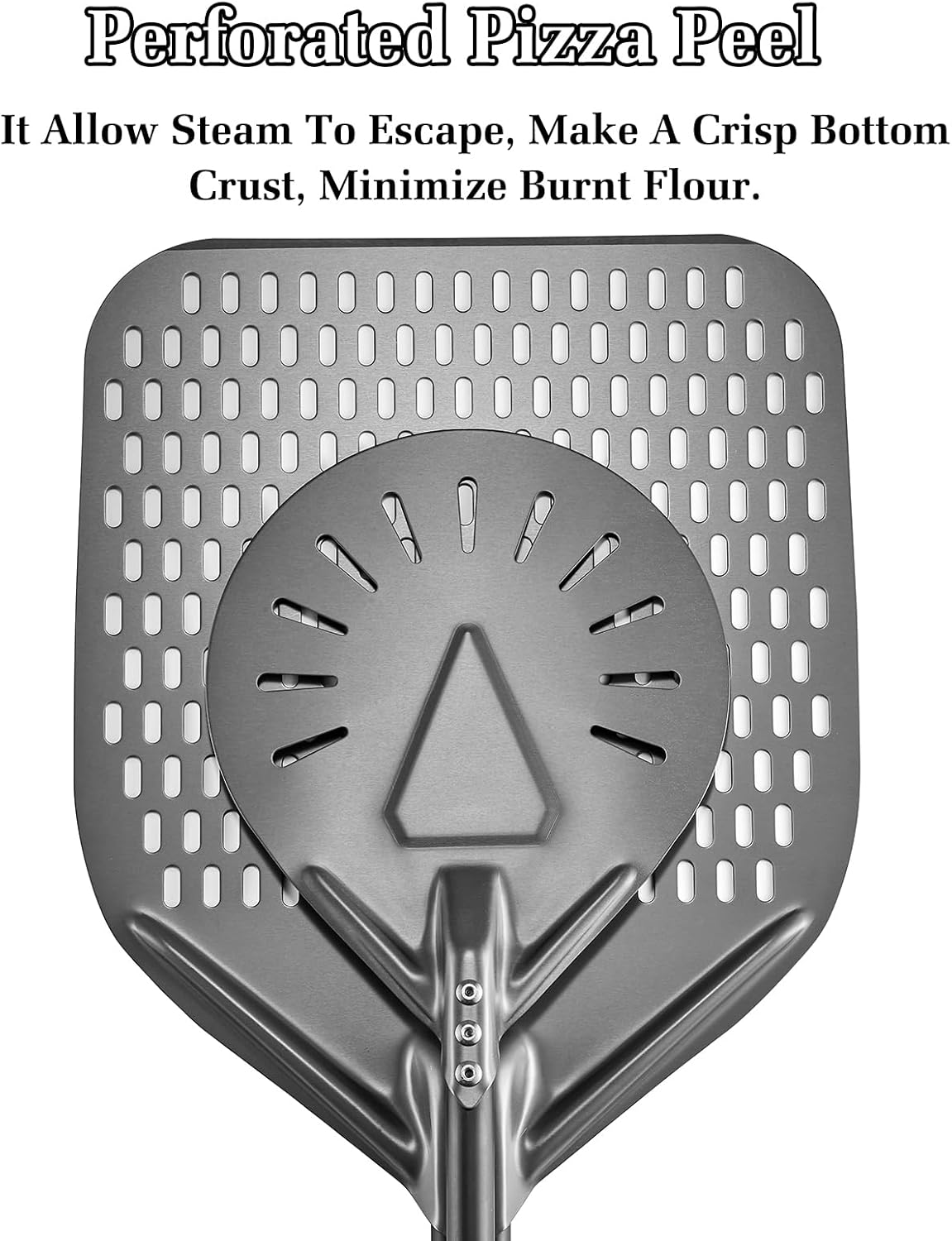 12 Inch + 8 Inch Perforated Peel Set, Turning Peel With Metal Handle, Spatula Paddle for Homemade Pizza Oven Accessories