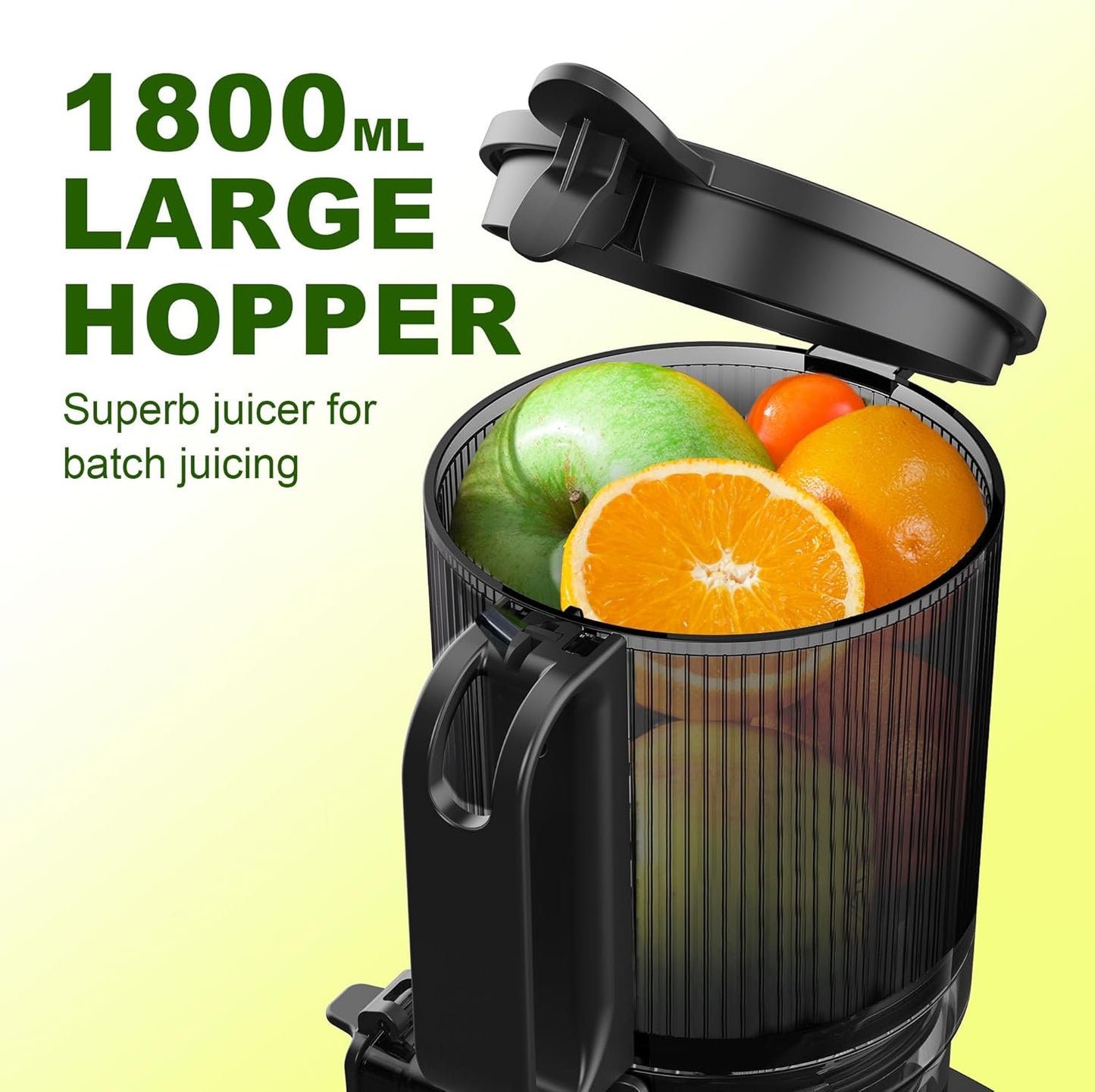 Juicer Machine,5.3" Wide Chute Cold Press Juicer,PCTG BPA-Free, 54oz Large Capacity,Stainless Steel Slow Masticating Juicer for Whole Fruits & Vegetables, Easy to Clean,High Juice Yield,Gray