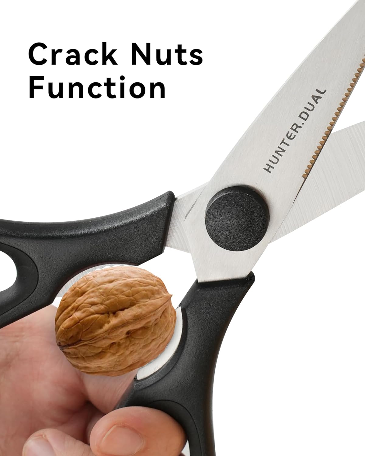 Kitchen Scissors for Food, HUNTER.DUAL Heavy Duty Come Apart Poultry Shears for Cooking, All Purpose for Cutting Chicken, Meat, Fish & Vegetables (Black, 8.35 Inch)