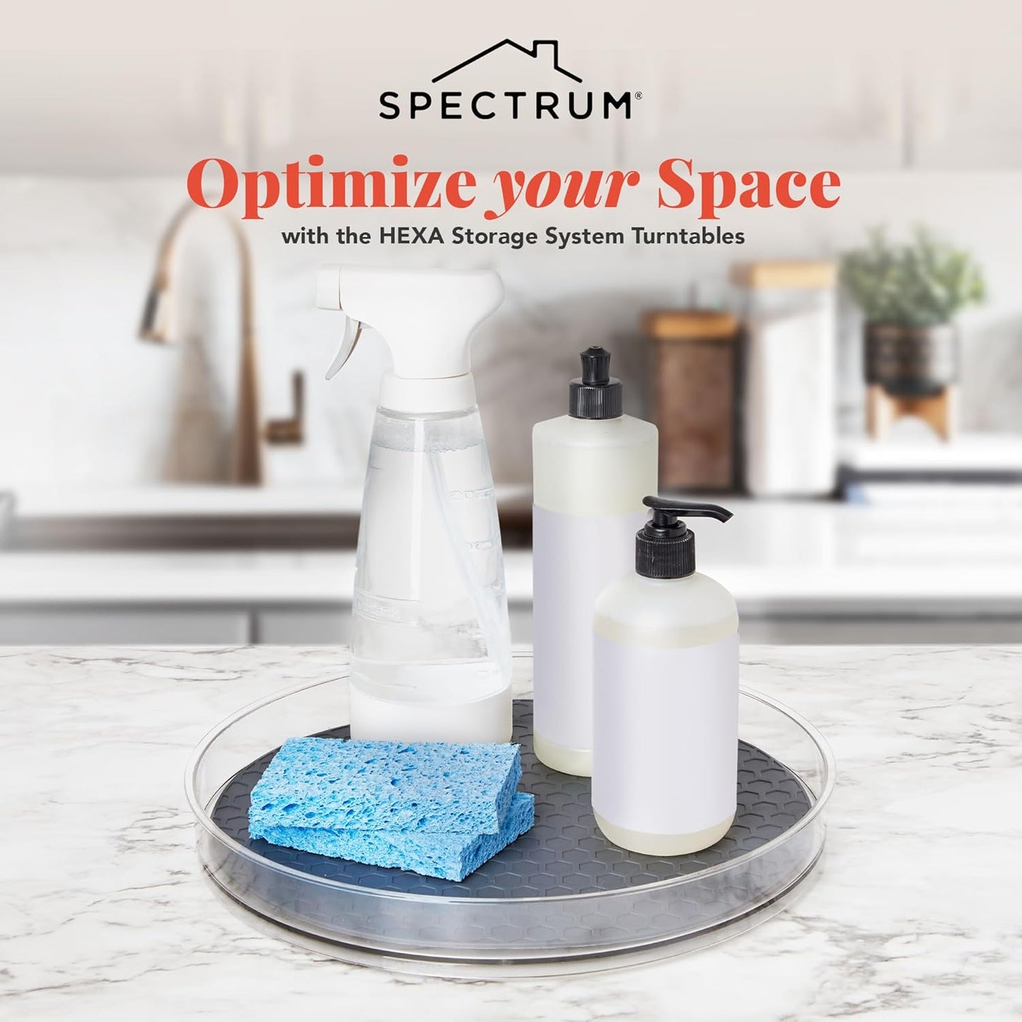 Spectrum Lazy Susan Organizer, Hexa Extra Large 12.25" - Lazy Susan Turntable for Cabinet, Refrigerator, Pantry, Table & Shelf - Rotating & Spinning Pantry Organization - Spice Rack Storage for Fridge