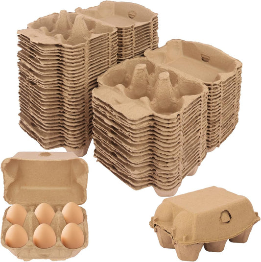50 Pack Egg Baskets, Half Dozen Egg Cartons, Paper Egg Cartons, Egg Holder Hold 6 Eggs each for Safe Storage, Transport & Display - Ideal for Farm Fresh Eggs, Crafts, (Standard Size)