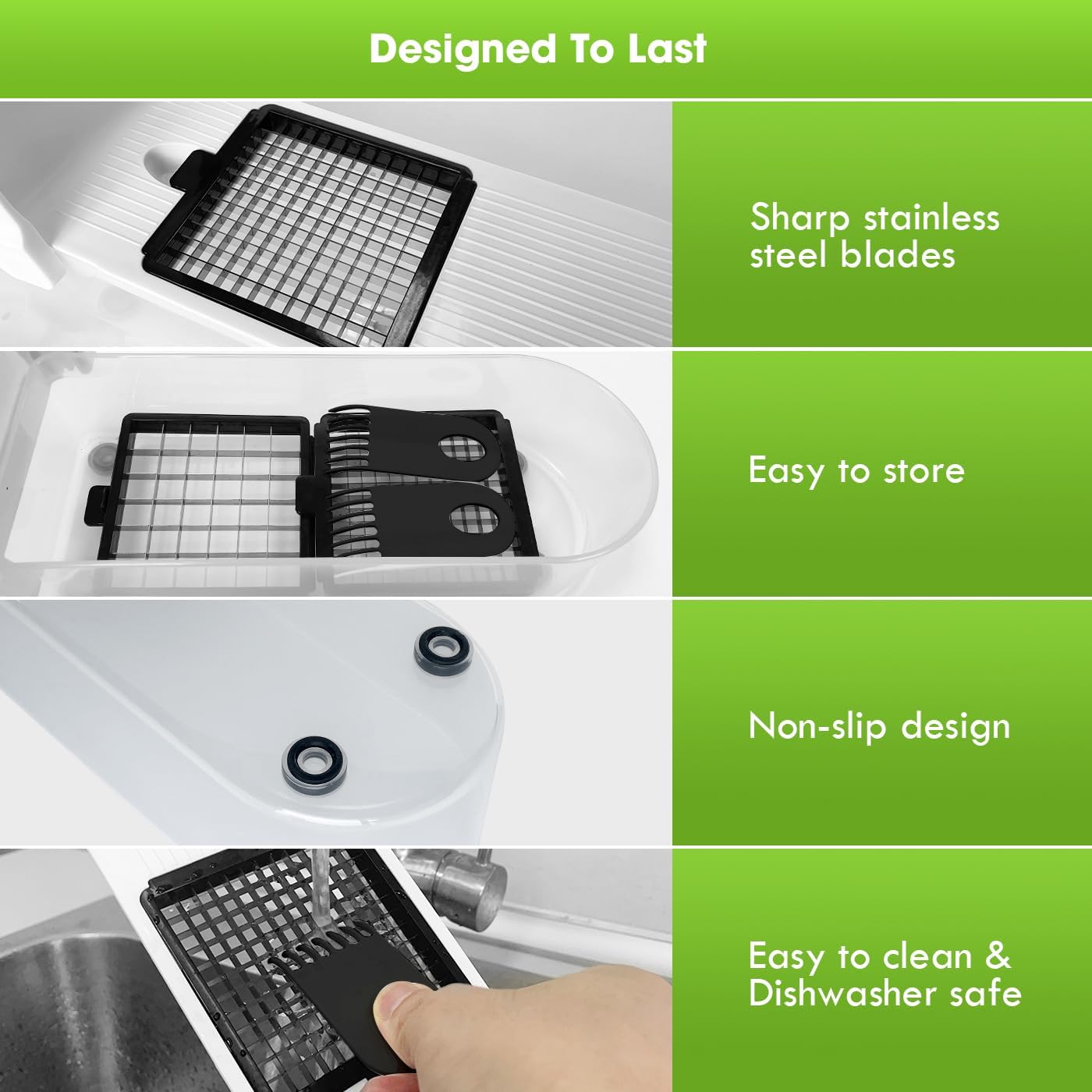 LHS Multifunctional Food Chopper - Onion, Vegetable Slicer Dicer Cutter, Potato Cutter - Veggie Chopper with Container (4 in 1, White)