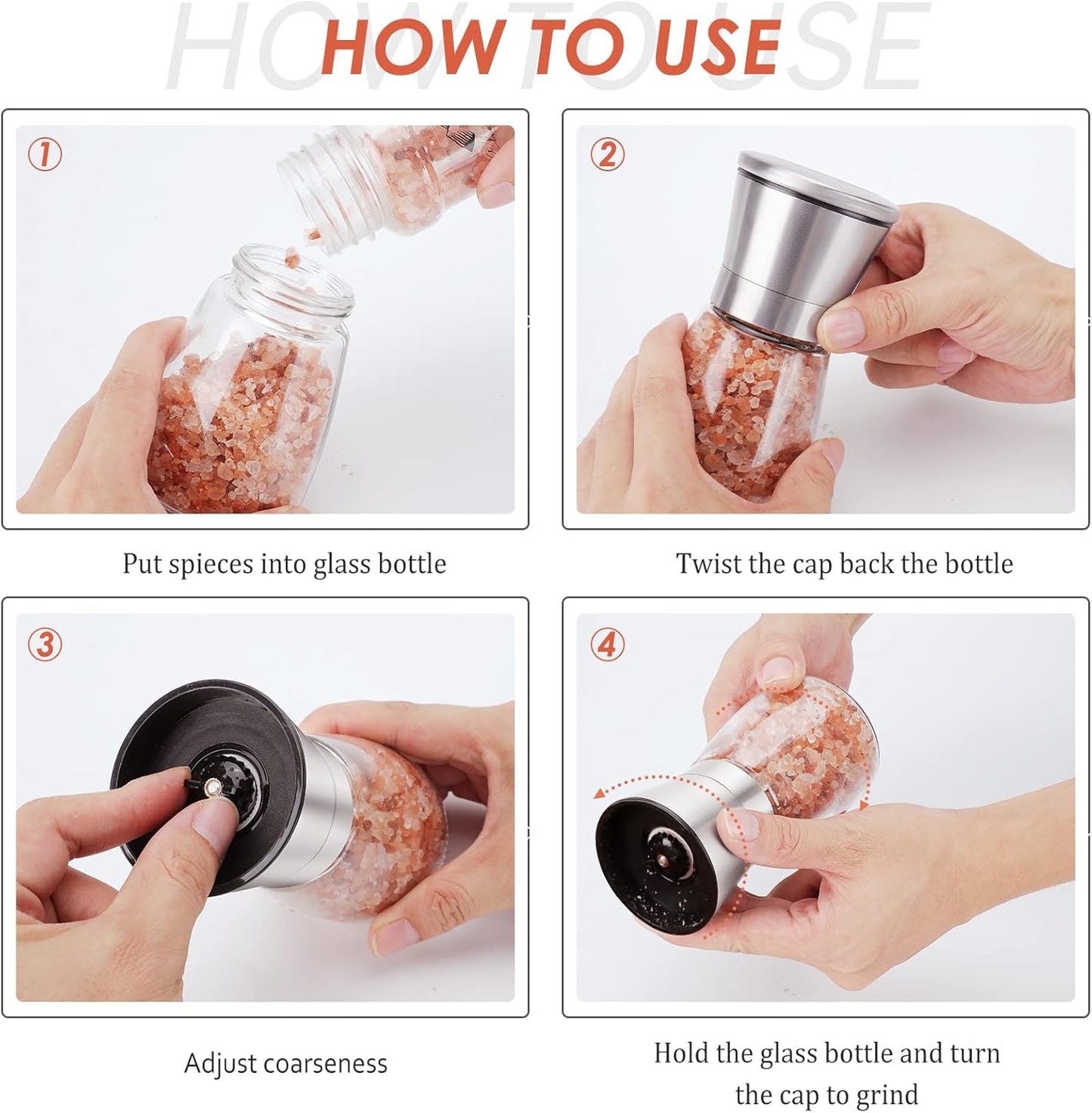 Original Stainless Steel Salt or Pepper Grinder - Top Spice Mill with Ceramic Blades, Brushed Stainless Steel and Adjustable Coarseness By Pepper Grinder （Single Package）