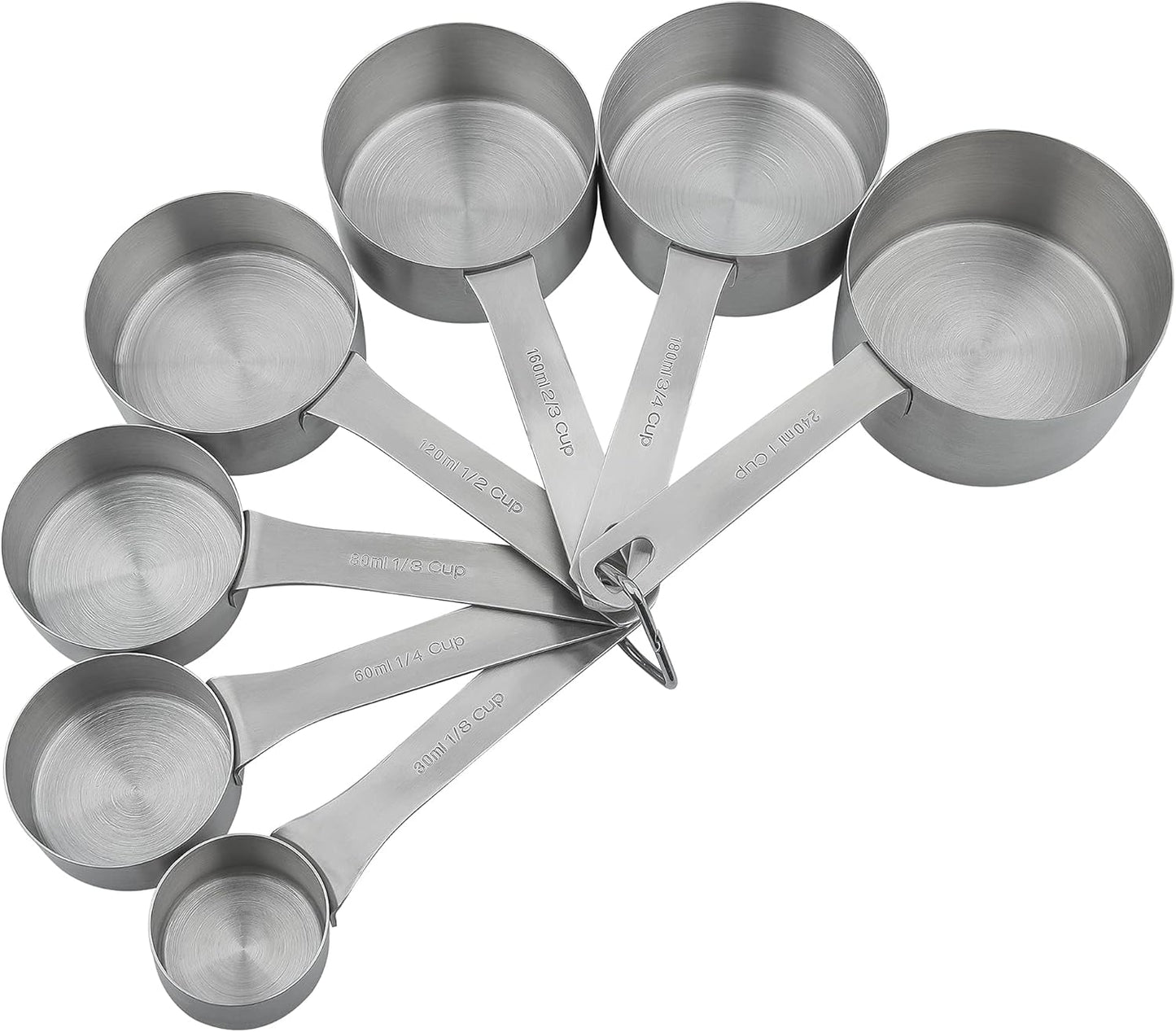 Measuring Cups and Spoons Set, Stainless Steel Measuring Cups, 18/8(304) Material Heavy Duty 7 Measuring cups and 8 Measuring Spoons 1 Leveler and 2 rings Pack 18pcs Per set
