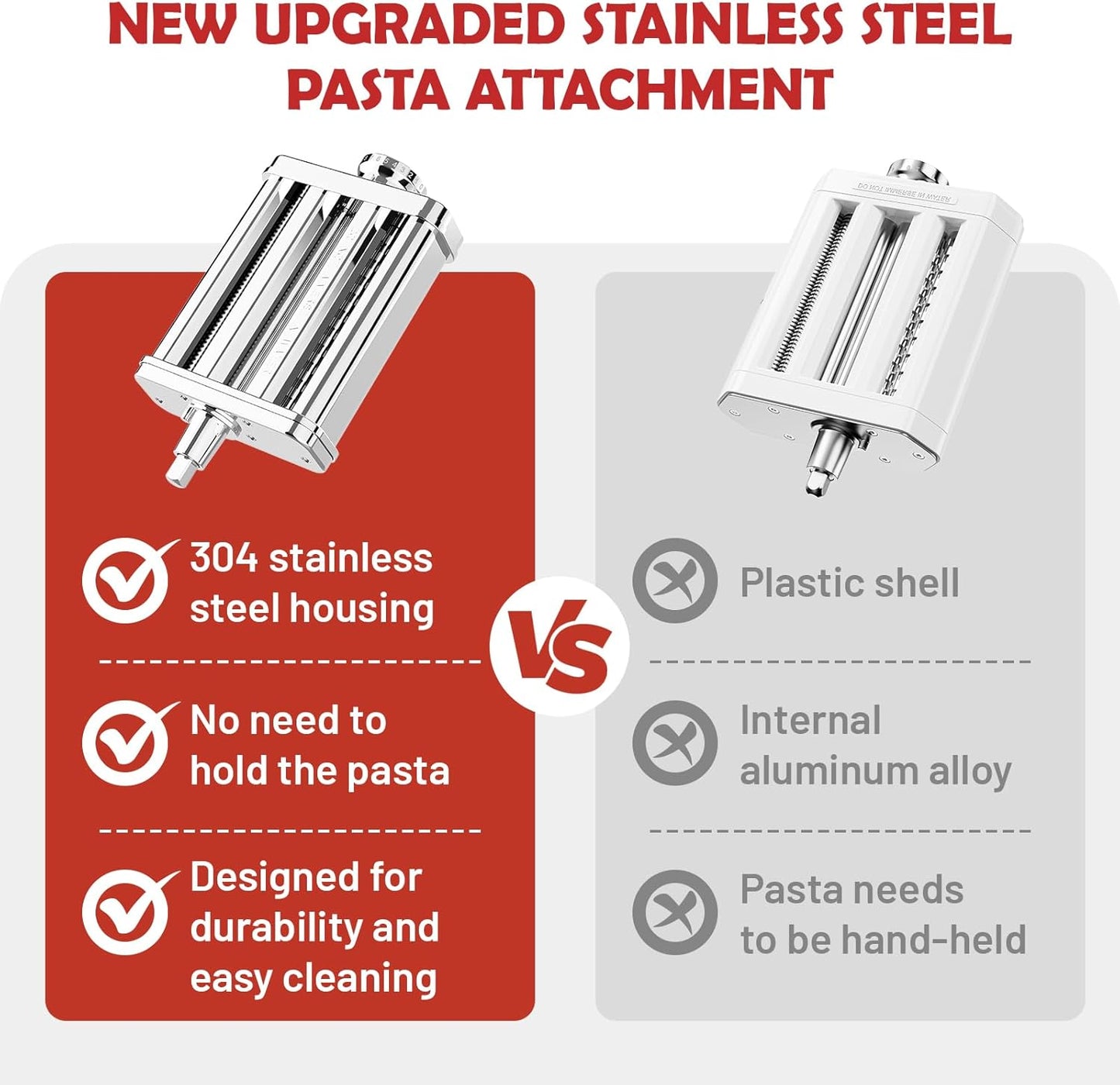 3-in-1 Pasta Attachment for KitchenAid Stand Mixer - Stainless Steel Pasta Maker includes Roller, Spaghetti & Fettuccine Cutters | Professional Pasta Accessories for Homemade Noodles & Italian Cuisine