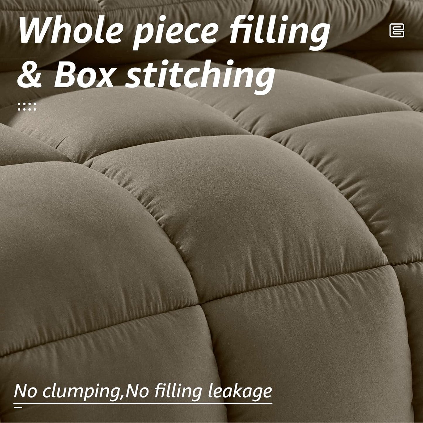 HYLEORY All Season King Size Bed Comforter - Cooling Down Alternative Quilted Duvet Insert with Corner Tabs - Winter Warm - Machine Washable - Taupe