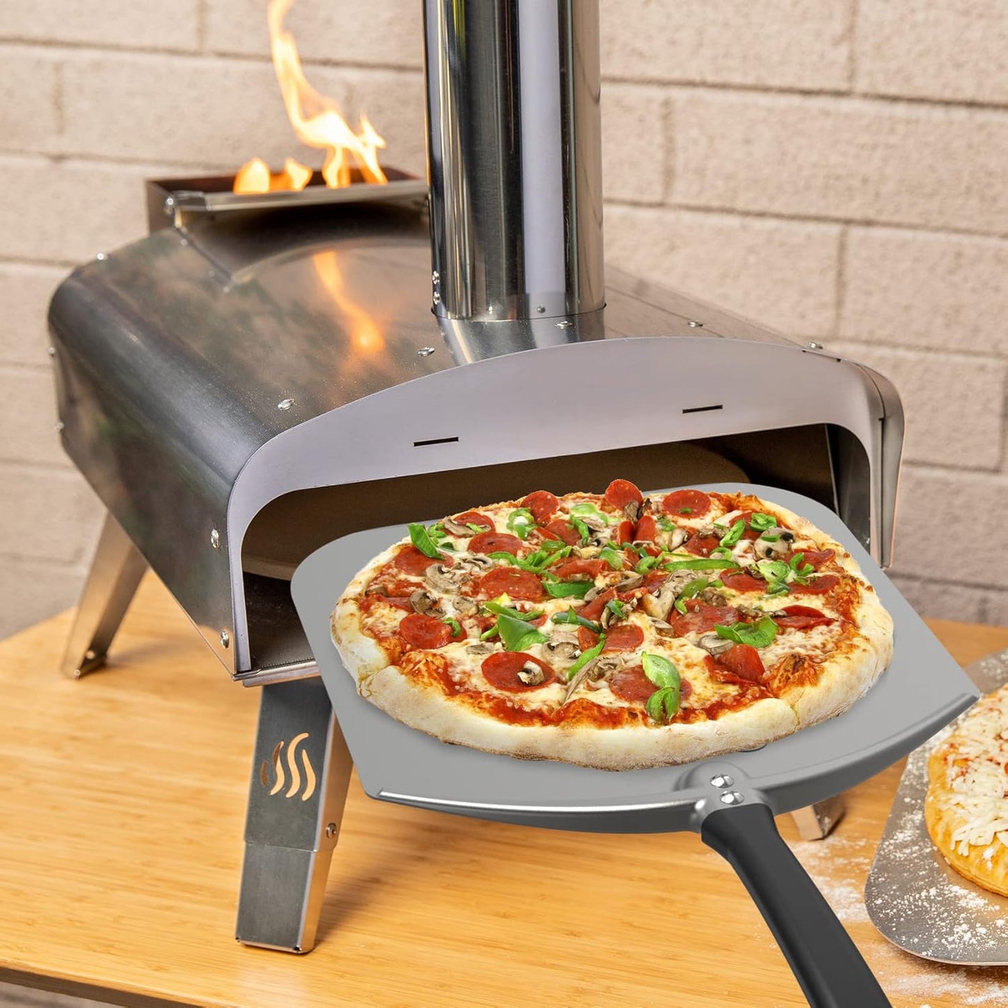 Q Pizza Aluminium Pizza Peel - 12" Metal Pizza Turning Paddle for Grill Oven - Pizza Spatula for Baking Bread Pastry Dough Pie & Cake, Pizza Accessory PT200