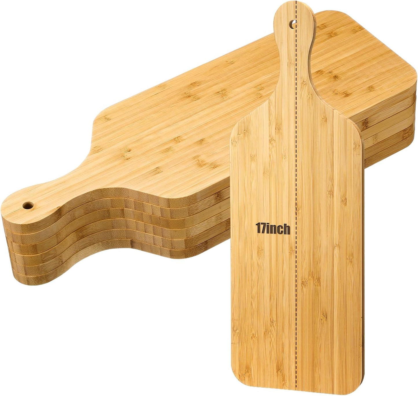 Lounsweer 6 Pcs Thicken Cutting Board Bulk Wood Board for Chopping Serving Charcuterie Material for Laser Engraving Mother' Day Wedding Housewarming Gift(Bamboo,17 x 6 Inches)