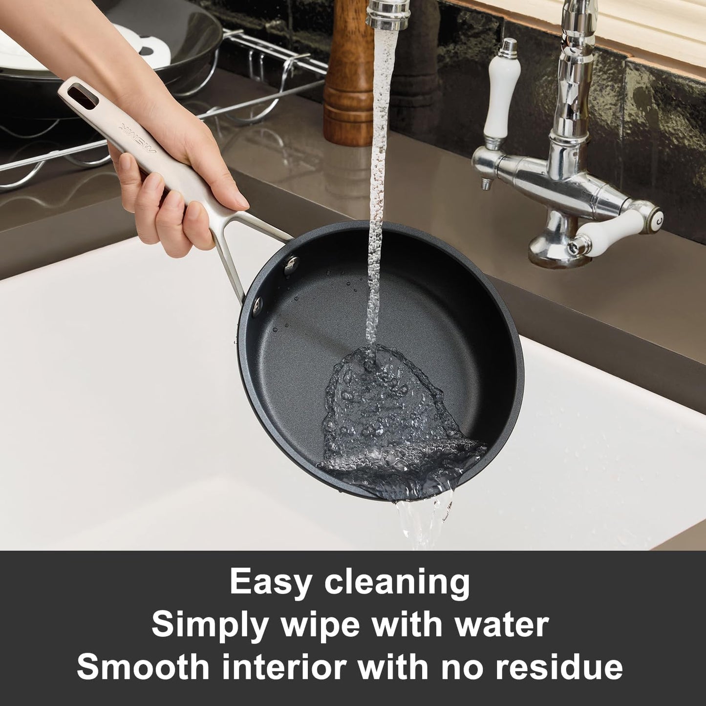 MsMk 10 inch Nonstick Frying Pan, Carbonize also Non-Stick Saute Pans, PFAS & PFOA Free Non-Toxic, Scratch-resistant, All Stovetops for Induction, Ceramic and Gas Cooktops, Dishwasher & Oven Safe