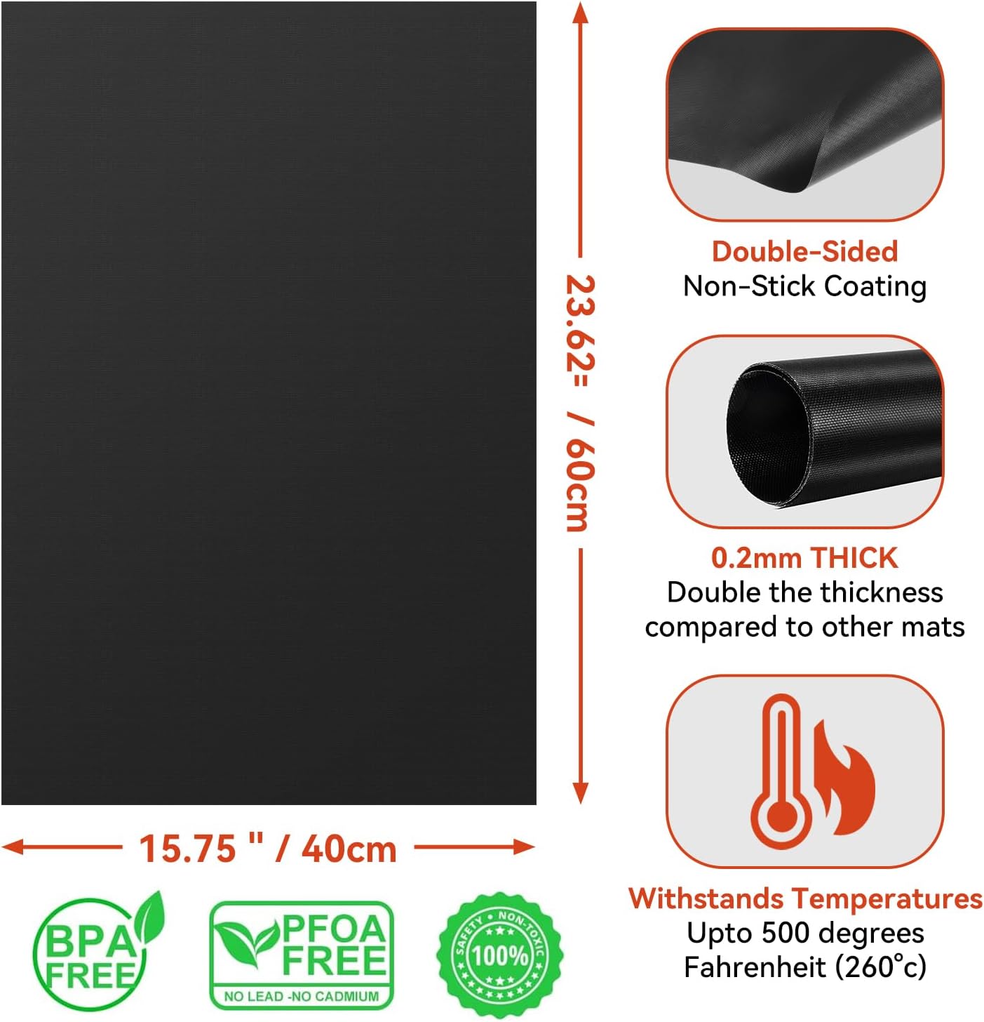Oven Liners for Bottom of Oven, 2 Pack Reusable Large Thick Heavy Duty Teflon Oven Mat Set, Non Stick Oven Mats for Bottom of Electric Oven Gas Oven Toaster Oven Microwave Stove Grill, Easy to Clean