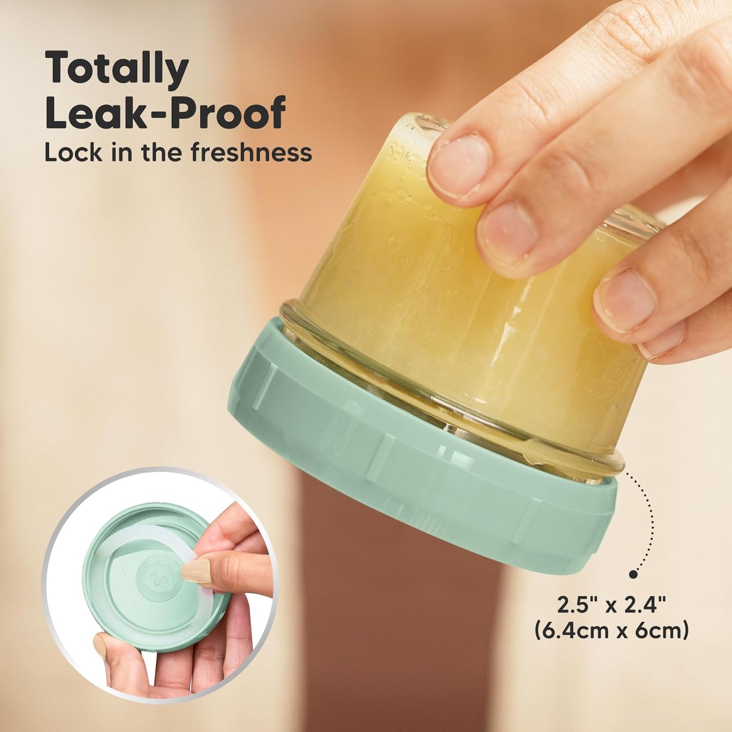 KeaBabies 12pk 4oz Glass Baby Food Containers with Lids - Leak-Proof, Microwavable Small Glass Jars, Baby Purees & Toddler Snack Storage Containers, BPA-Free, Dishwasher & Freezer Safe (Musk Dusk)