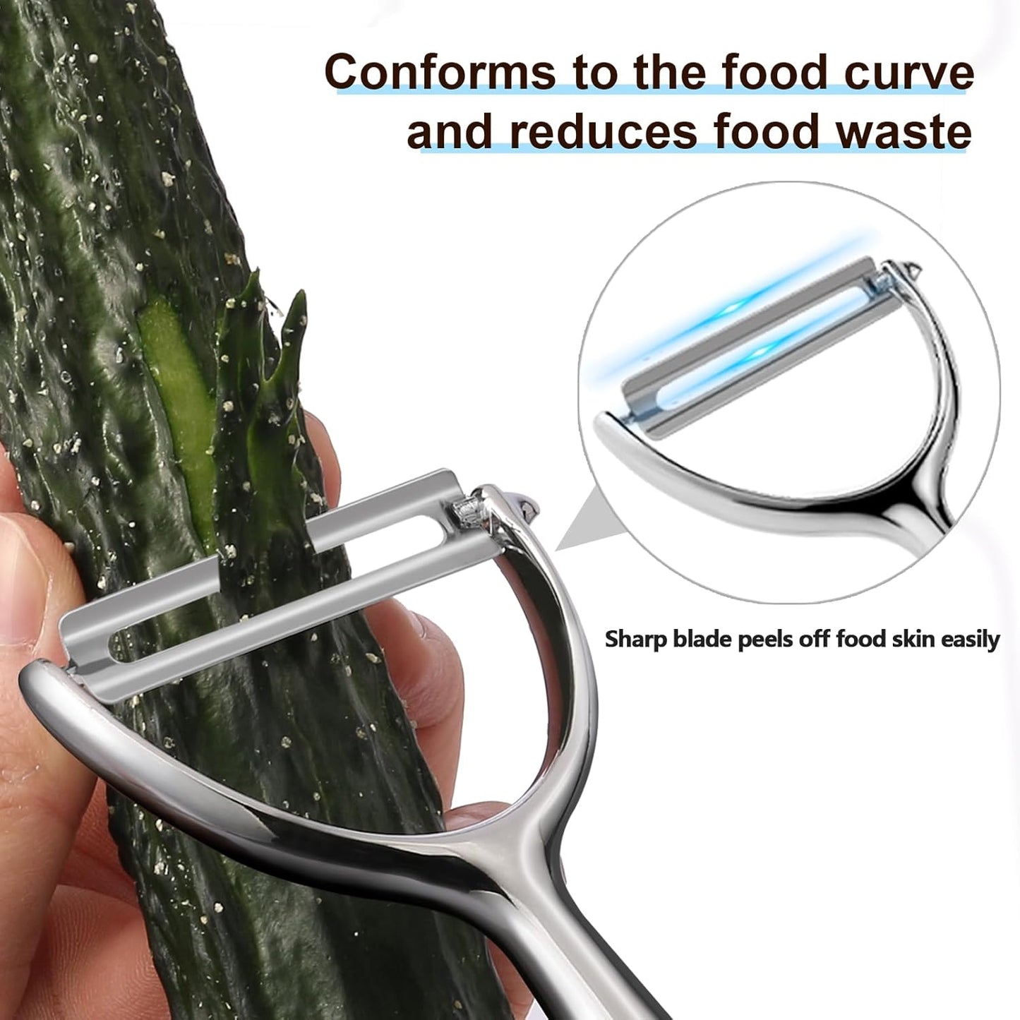 LIIGEMI Effortless Y Peeler with Sharp Stainless Steel Blades for Apples, Cucumbers - Ergonomic Handle for Easy Potato Eye removal, Perfect for Cooking Enthusiasts and Kitchen Novices（silvery）
