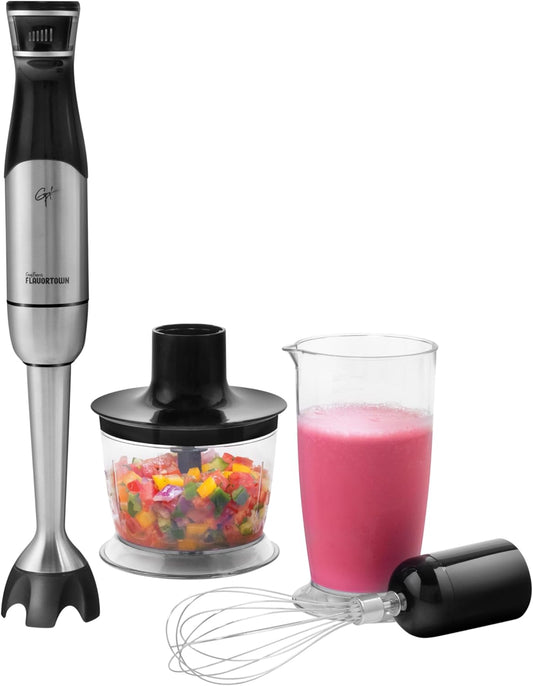 Guy Fieri's Flavortown Immersion Blender with DynamicShaft Technology, 400W & One-Hand Speed Control – Perfect for Soups, Sauces, Smoothies, Baby Food & More – Hand Blender & Electric Whisk