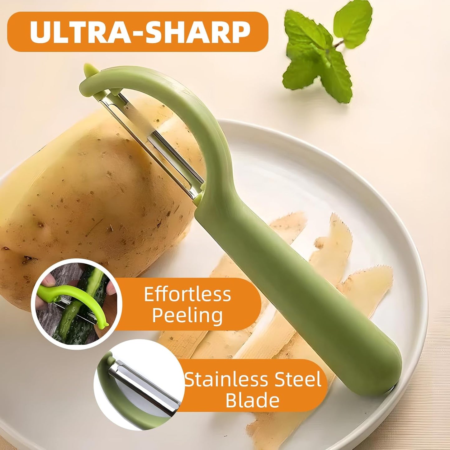 Trez Treamer 6-Pack Vegetable Peeler for Kitchen，Y Peeler Stainless Steel Potato Peeler Set for Apple Veggie Carrot Fruit Zucchini Cucumber Safe Peelers Bulk with Non-Slip Handle (P)