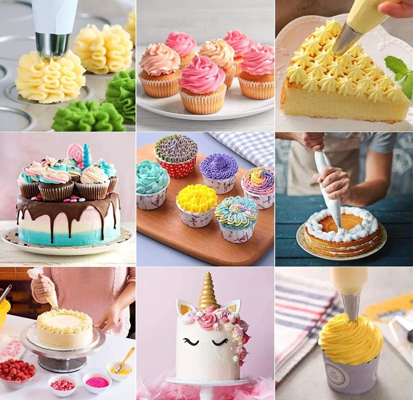 zhonglinhua99pcs Cake Pan Set with Removable Base, Cake Decorating Supplies with 3 Nonstick Bakeware Springform Pans (8" 9" 10"), Numbered Icing Piping Tips and Other Baking Supplies for Cheesecake