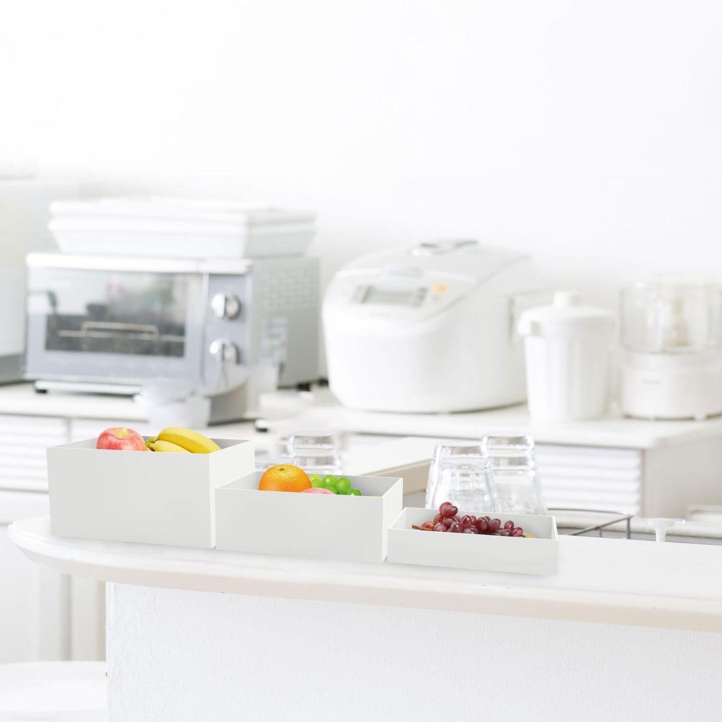 3 Pack White Buffet Food Risers, Step 12” 11”10” Size Acrylic Cube Box Display for Dessert Table Display Set Food Drink Collectibles Jewelry Figures, Display Stands for Retail Vendor Events,5 Side, Rectangle