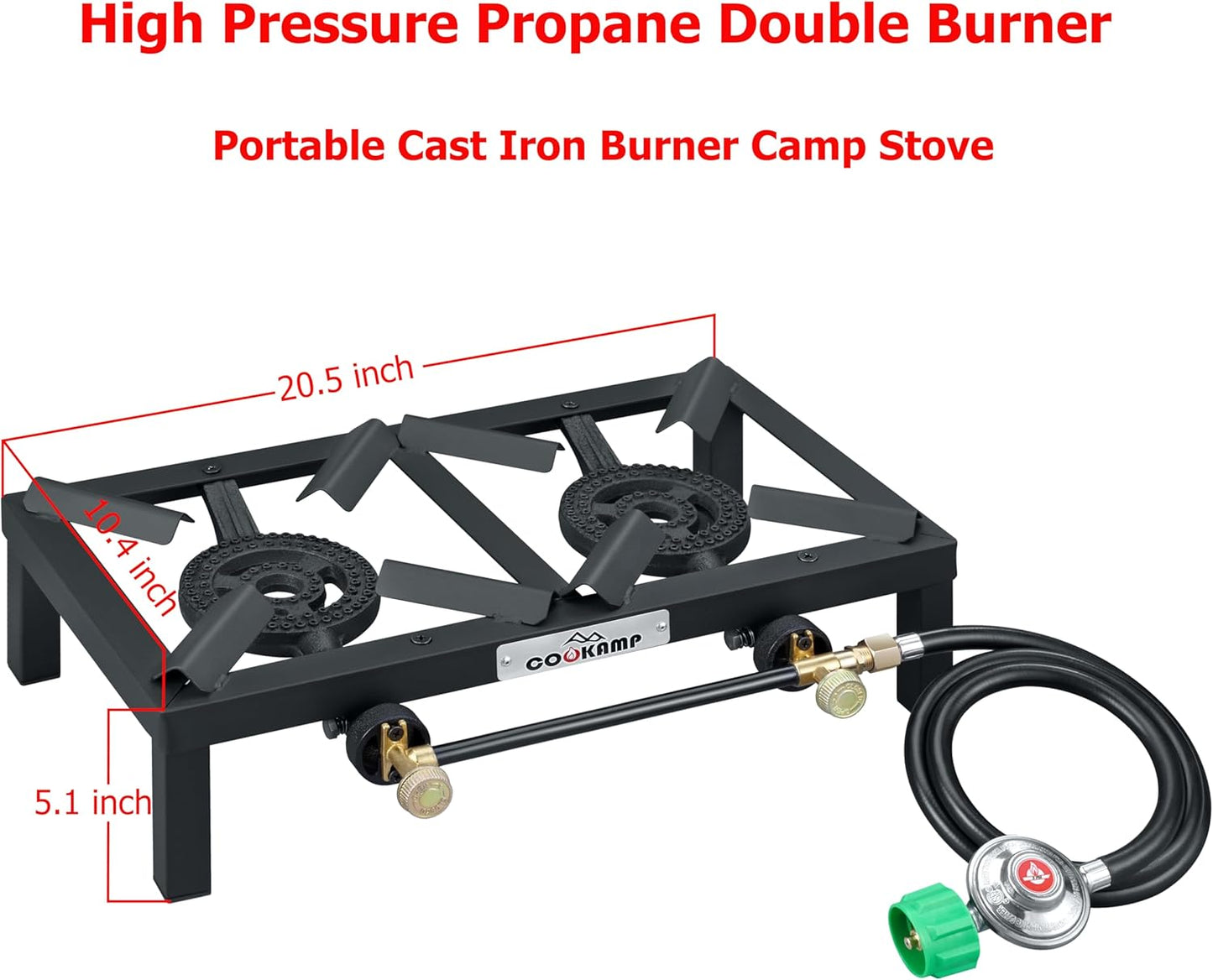 Propane Double Burner Angle Iron Camp Stove with CSA Listed Regulator and 4ft Hose (SA2200)