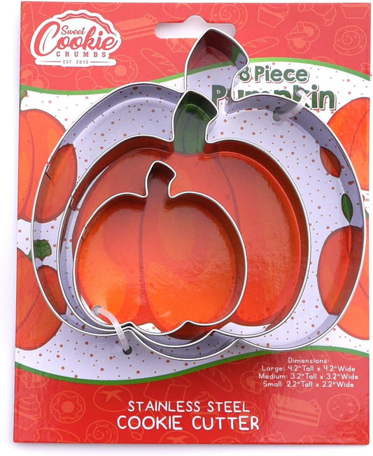 Pumpkin Cookie Cutter 3 Piece Set, Premium Food-Grade Stainless Steel, Dishwasher Safe
