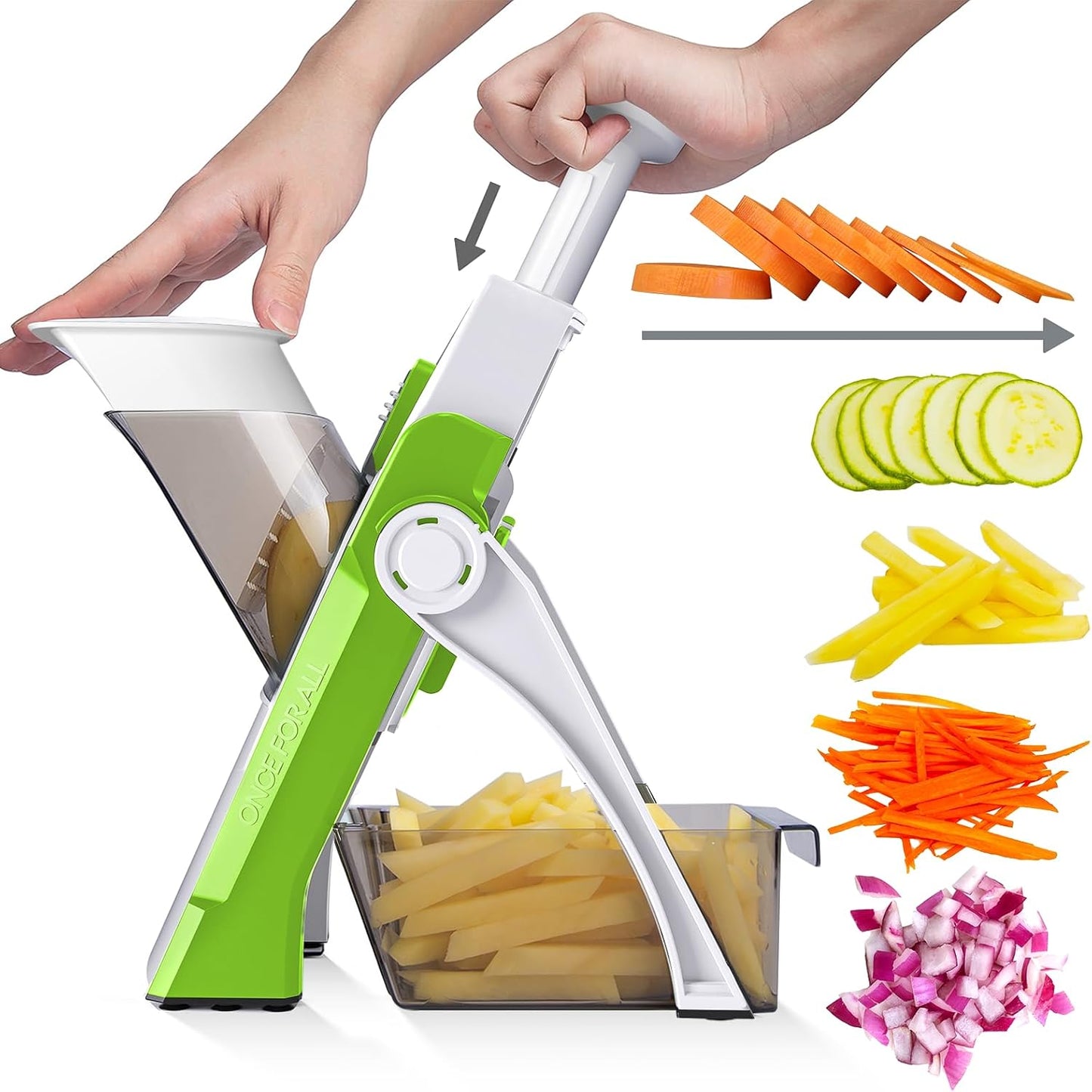 Safe Mandoline Slicer and Vegetable Chopper, Multi Potato Slicer for Kitchen, 4 Modes 100+ Presets Thickness Adjustable,(Green)
