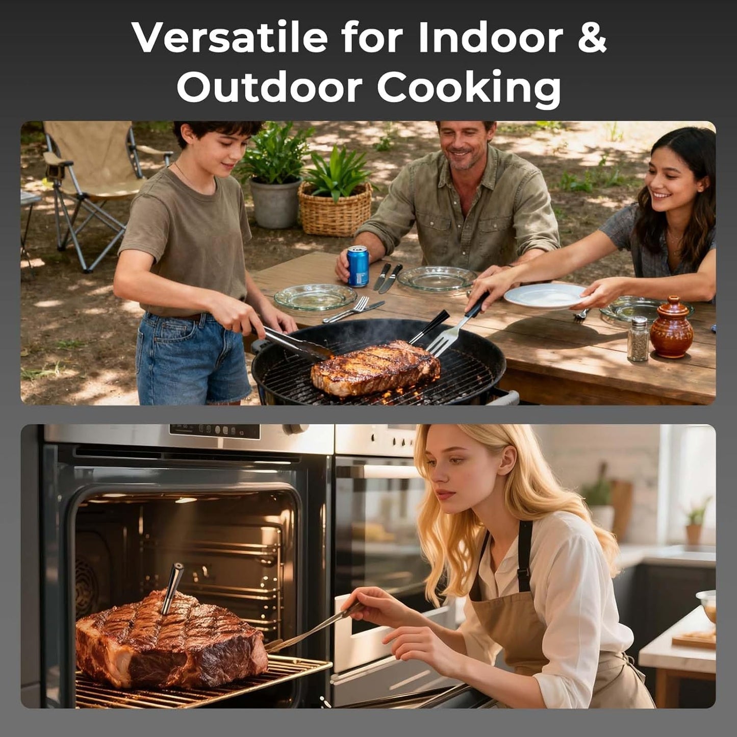 BlueSwan Digital Wireless Smart Bluetooth Meat Thermometer 820 ft Range Food Thermometer with APP for Grill, Smoker, Oven, 48Hr Battery, Magnetic Design for BBQ, Kitchen, Air Fryer, Gifts for Men