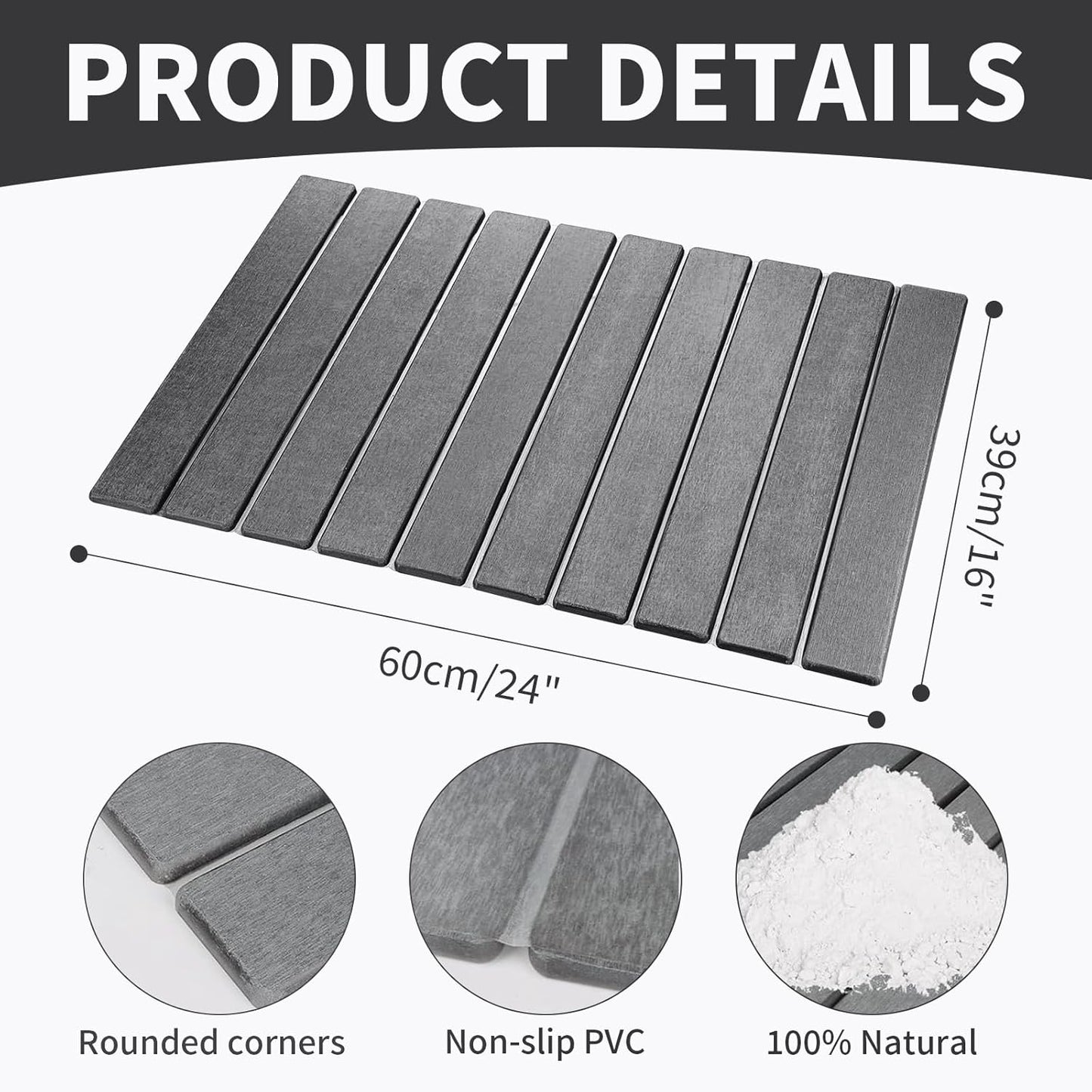 Large Stone Dish Drying Mat for Kitchen Counter, 24" x 16" Stone Drying Mat Foldable Quick Dry Absorbent Diatomaceous Earth Bath Mat Countertop Fast Dry Pad for Kitchen Dishes Bottles Cups Bathroom