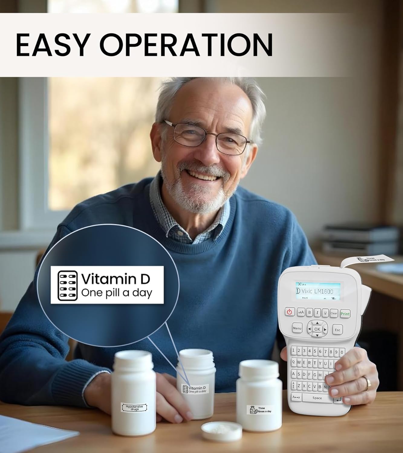 Label Maker Machine with-Tape, Handheld Rechargeable Label Maker with Keyboard, Simple Portable Labeler Machine with Backlit Screen, Labeling Machine for School Home Storage Office Organizing