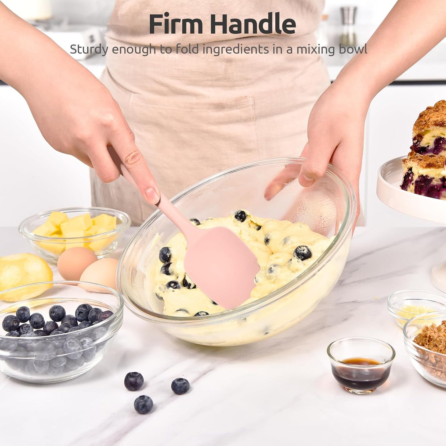 Heat Resistant Silicone Spoon Spatula: U-Taste 600ºF High Heat Flexible 11.38in Silicon Mixing Stirring Cooking Scraping Baking Bowl Scraper, Seamless for Kitchen Nonstick Cookware (‌Pink‌)