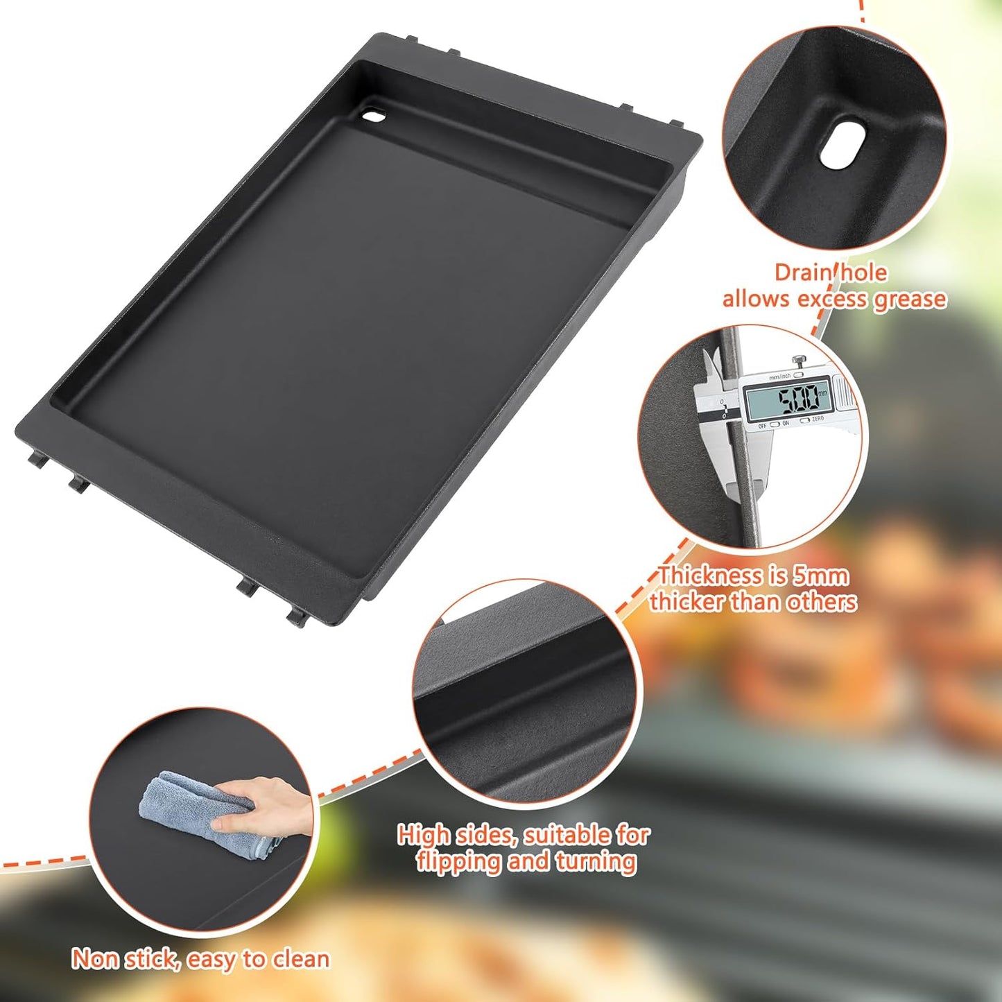 QuliMetal 7566 Cast Iron Griddle for Weber Genesis 300 Series - Heavy-Duty Grill Parts for Weber Genesis E-310, E-320, E-330, S-310, S-320, S-330 Gas Grills, Perfect for Versatile Cooking