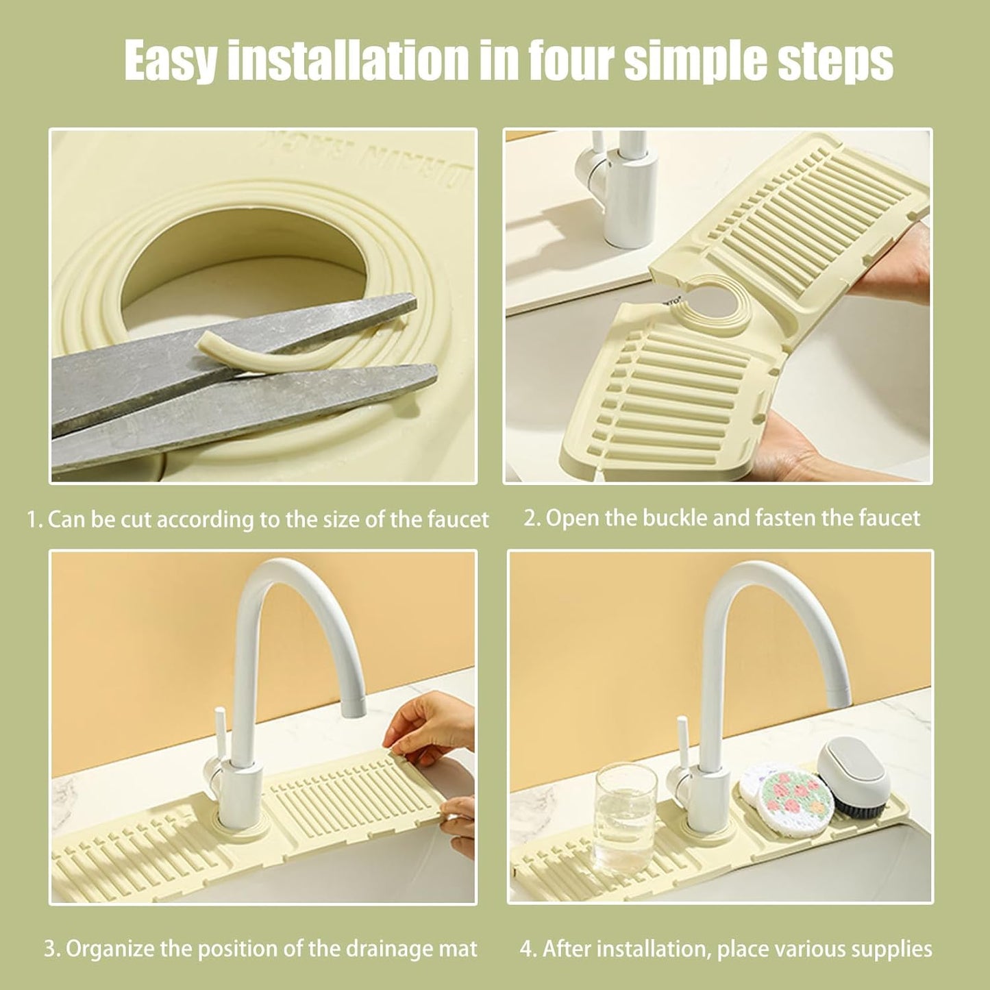 Faucet Mat for Kitchen Sink - 2024 Upgraded Premium Silicone Splash Guard with Fast Drying Properties - Protective Sink Tray Ideal for Stone Sinks in Kitchen & Bathroom (2, Yellow)