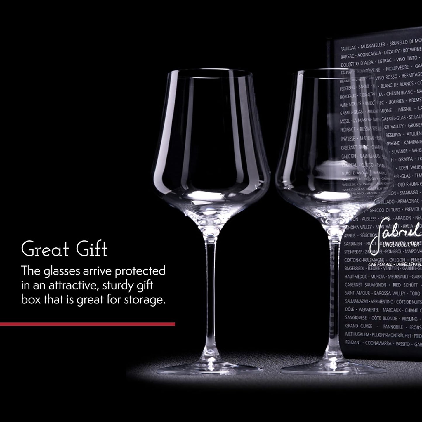 Gabriel-Glas StandArt Crystal Wine Glasses, Set of 4 with Gift Boxes - Premium, Universal Wine Glass for Red and White Wine - Dishwasher Safe, Lead-Free, 16 oz.