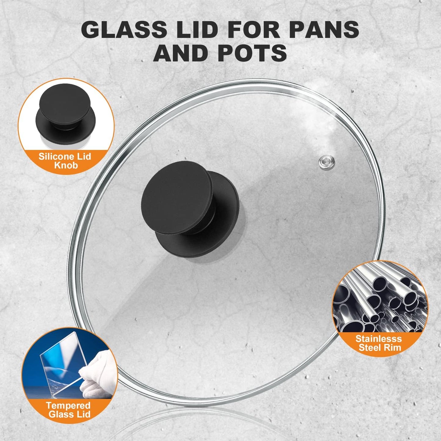 Wadaza Pan Lid 9 Inch - Tempered Glass Pot Lid - Oven Safe Replacement Glass Lid for Frying Pan Wok Pot Skillet