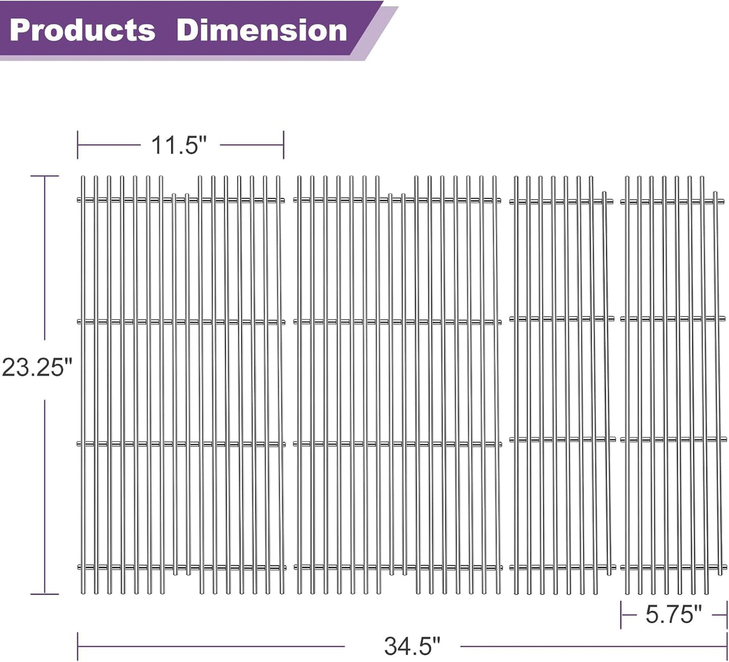 2 Pack 54911 Cooking Grid with 2 Pack 54921 Grill Grates Replacement for Viking VGBQ 30 Inch T Series VGBG 41 Inch T Series VGBQ 53 Inch T Series