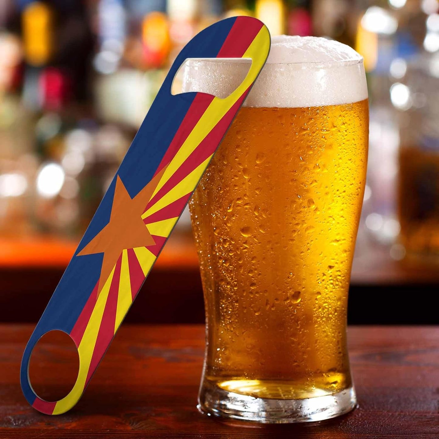 USA Flag Stainless Steel Bottle Opener Vintage America Arizona State Flag Blue Red Color Freedom Modern Flat Beer Bottle Opener Keychain for Home Kitchen Bar Restaurant Party Birthday Gift