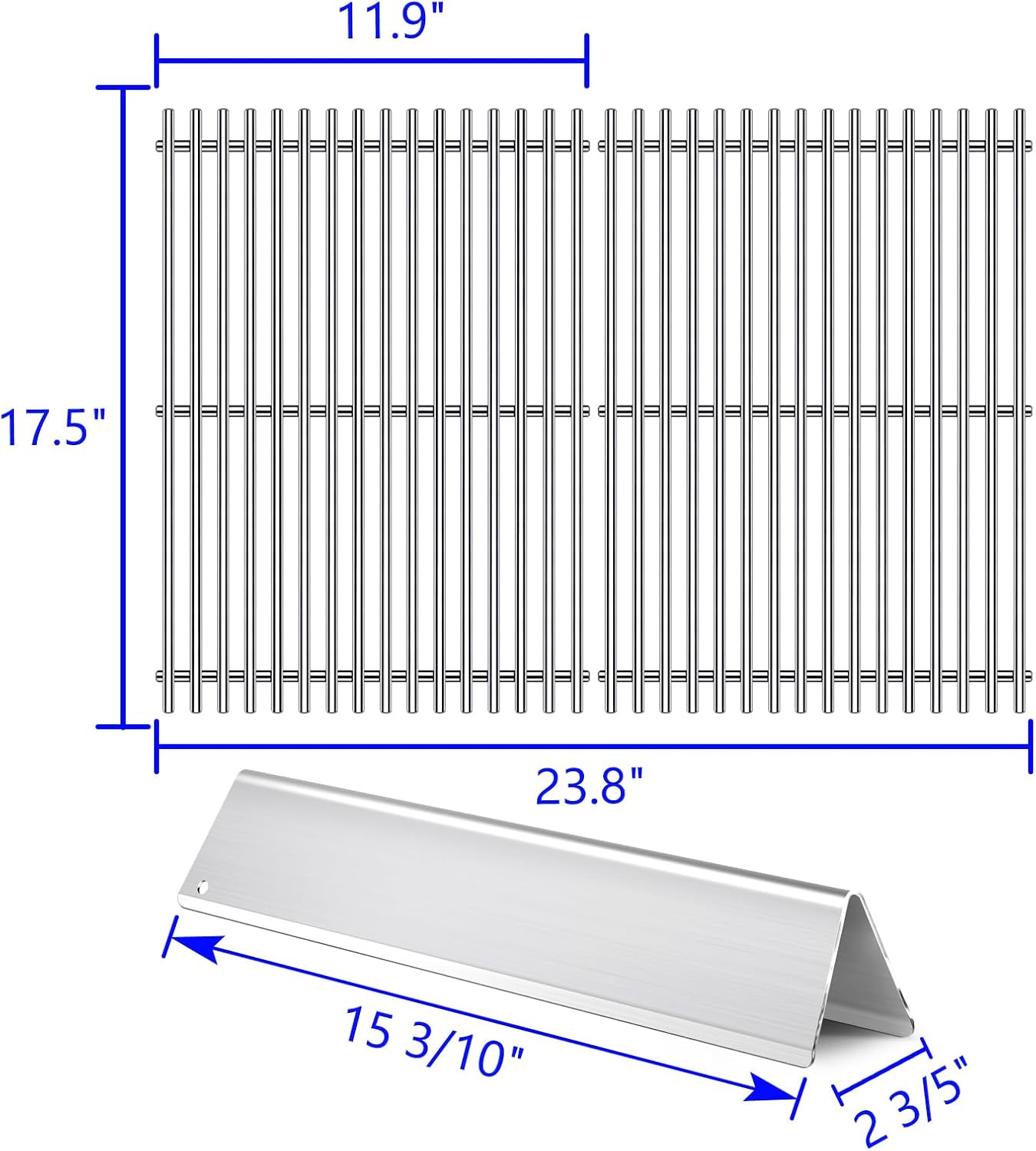7636 7638 7639 Grill Grates Grill Parts for Weber Spirit 2 Spirit II E-310, E-320, S-310, S-320,GS4 Spirit 300 Series Flavorizer Bars 15.3”, 17” Stainless Steel BBQ Grid Replacement Accessories