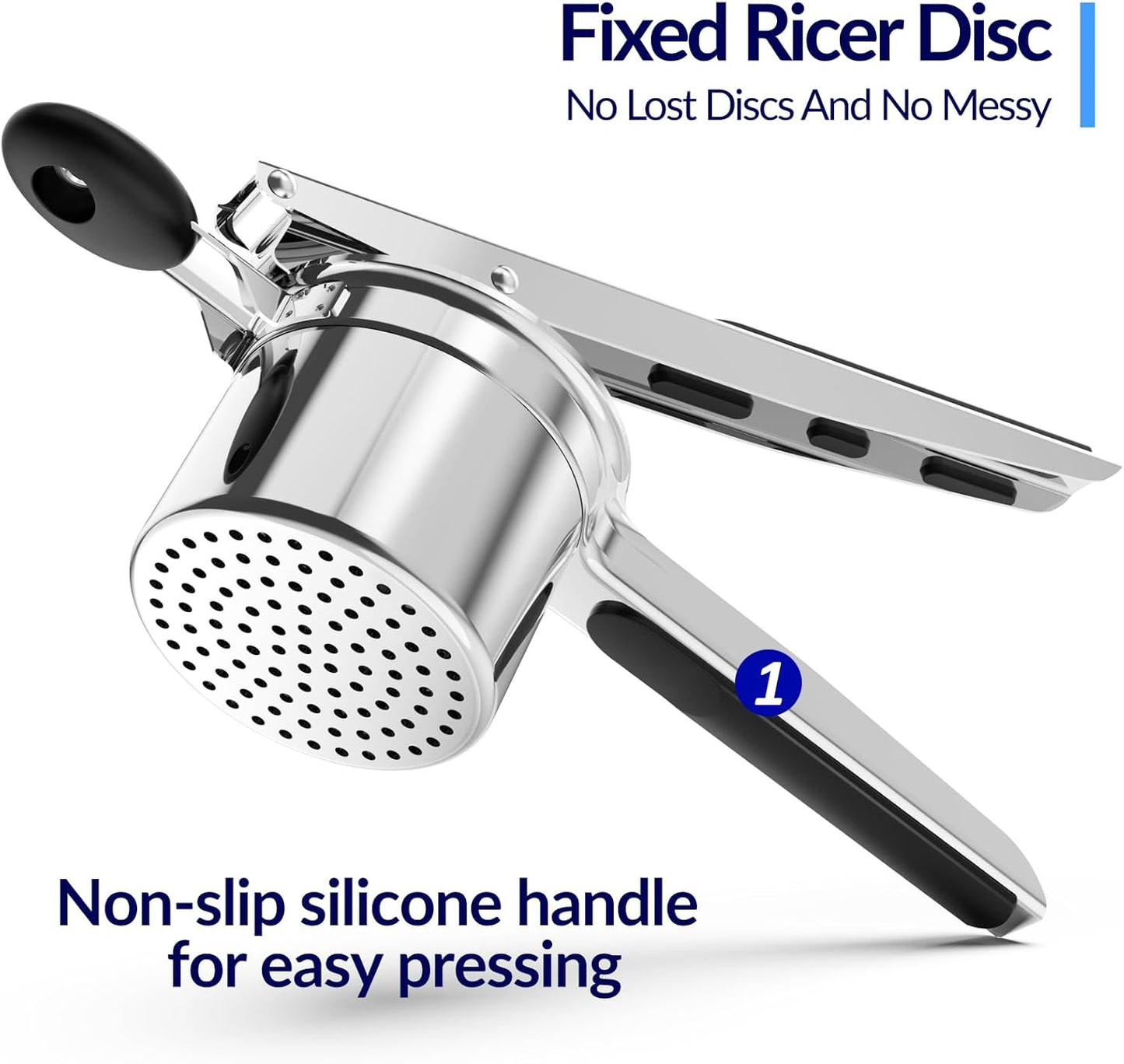 SPEENSUN Potato Ricer, Ricer For Mashed Potatoes, 15 OZ Heavy Duty Stainless Steel Potato Masher Make Fluffy Mashed Potatoes, Fixed Disc Spaetzle Maker Without Messy, With Silicone Handle