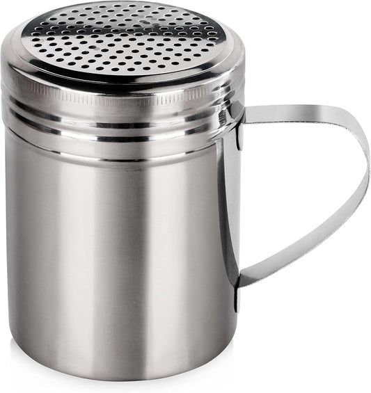 New Star Foodservice 28485 Stainless Steel Dredge Shaker with Handle, 10-Ounce, Set of 2