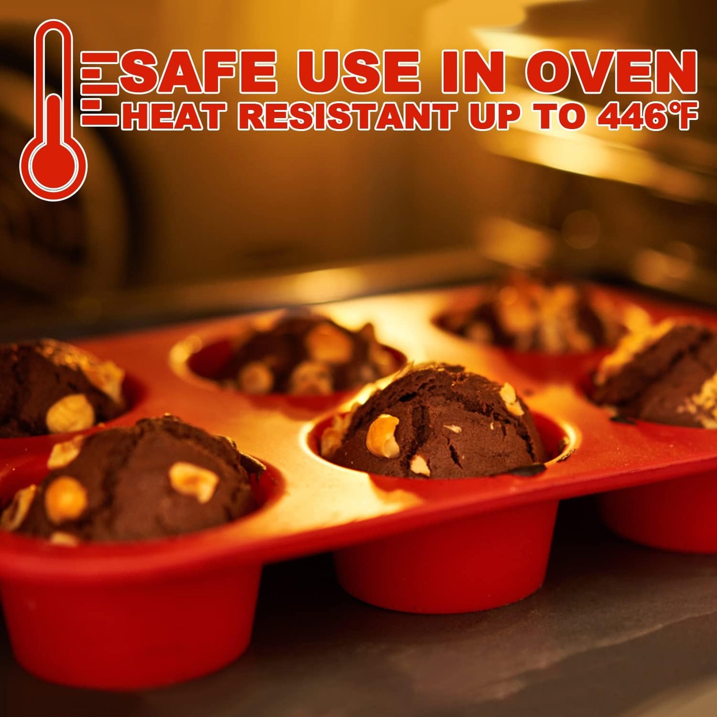 Anaeat Silicone Muffin Pan - 6 Cups Non-Stick Cupcake Molds, Food Grade Silicone Baking Tray for Making Egg Muffin, Cupcake, Quiches, Tart and Desserts, Reusable Muffin Tin Just Pop Out