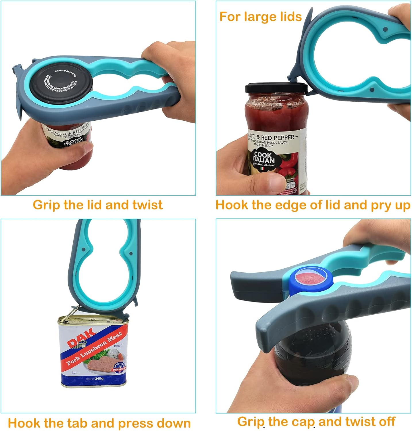 Latest Jar Opener and 5 in 1 Bottle Opener with Rubber Jar gripper Pad Ideal for Seniors with arthritis Weak Hands and Low Strength