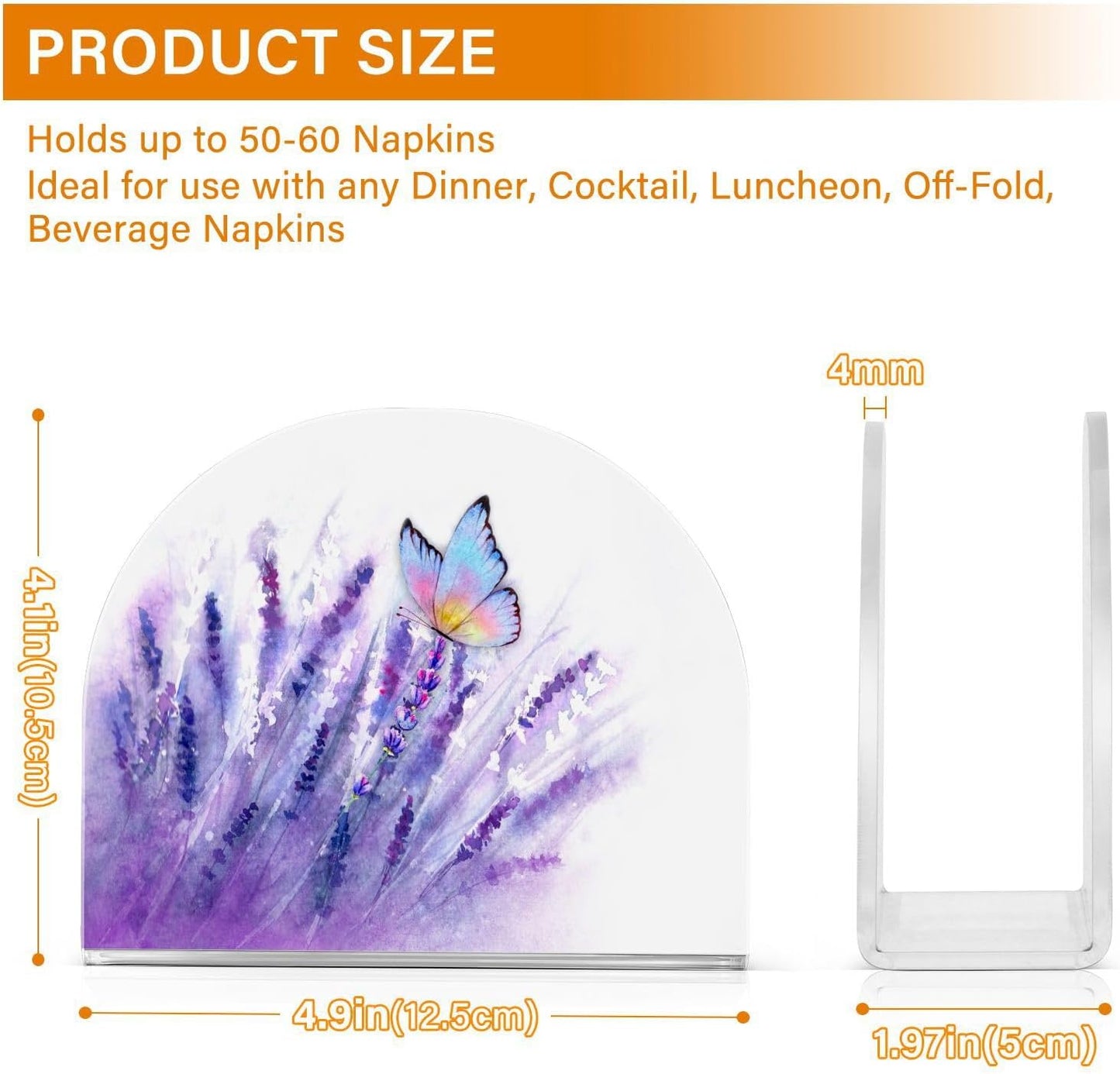 Lavender Butterfly Purple Napkin Holder for Table Paper Napkins Holder Acrylic Tissue Dispenser Kitchen Dining Room Bathroom Party Car Decor