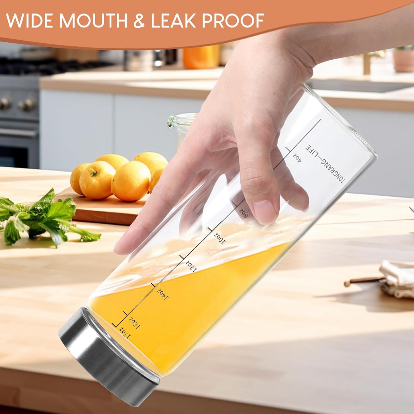 17Oz Glass Juice Bottles with Lids- 4 Pack Glass Shaker Bottles for Protein Mix,Juicing,Beverage,Water,Smoothies, Milk,Reusable Mason Jars,Water Bottle,Milk Jar Bottle