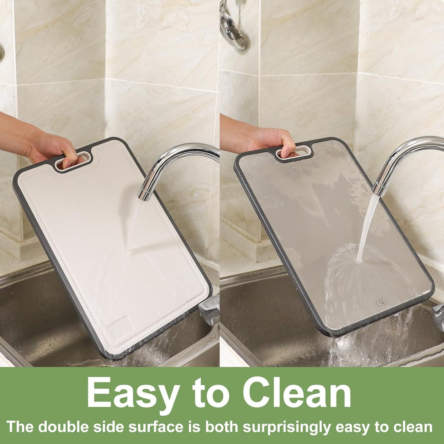 Titanium Cutting Board for Kitchen, Double Side Large Cutting Board for Meats, Fruits And Vegetables, Chopping Board with with Juice Groove, 15.2x10.4inch